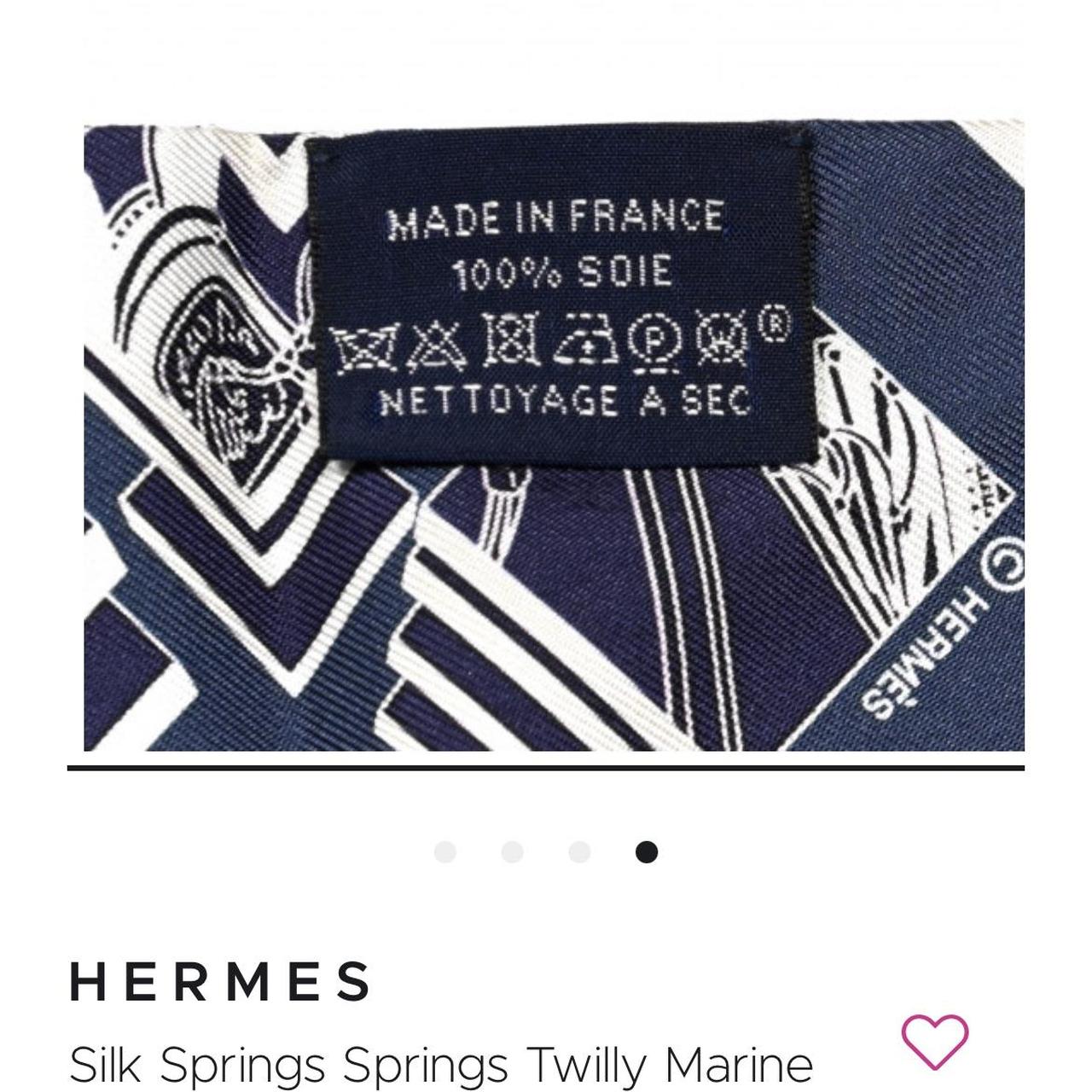 Hermes Springs Springs Twilly In Marine, Crème And Pétrole. Navy