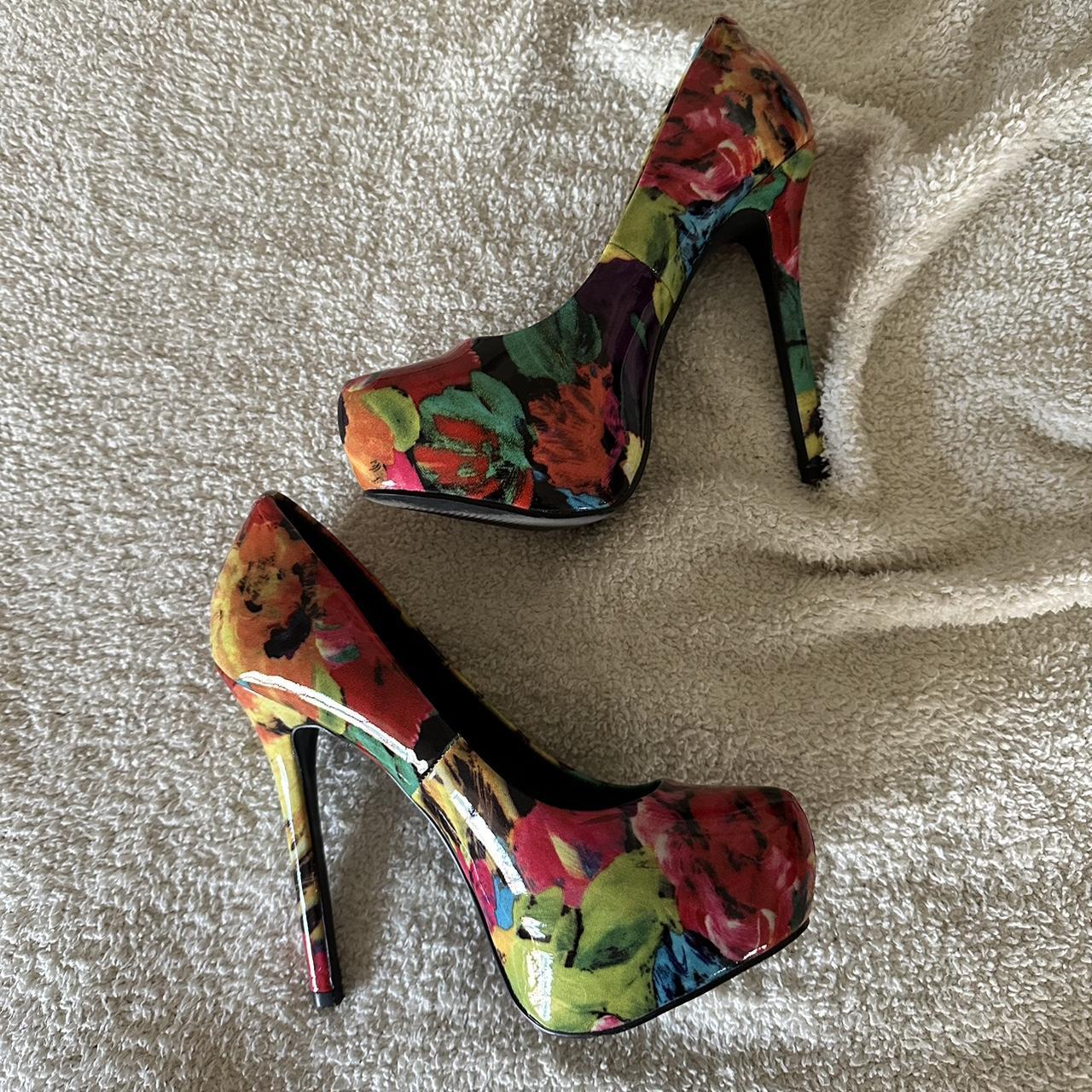 Multicoloured floral heels with a 4 inch heel Steve