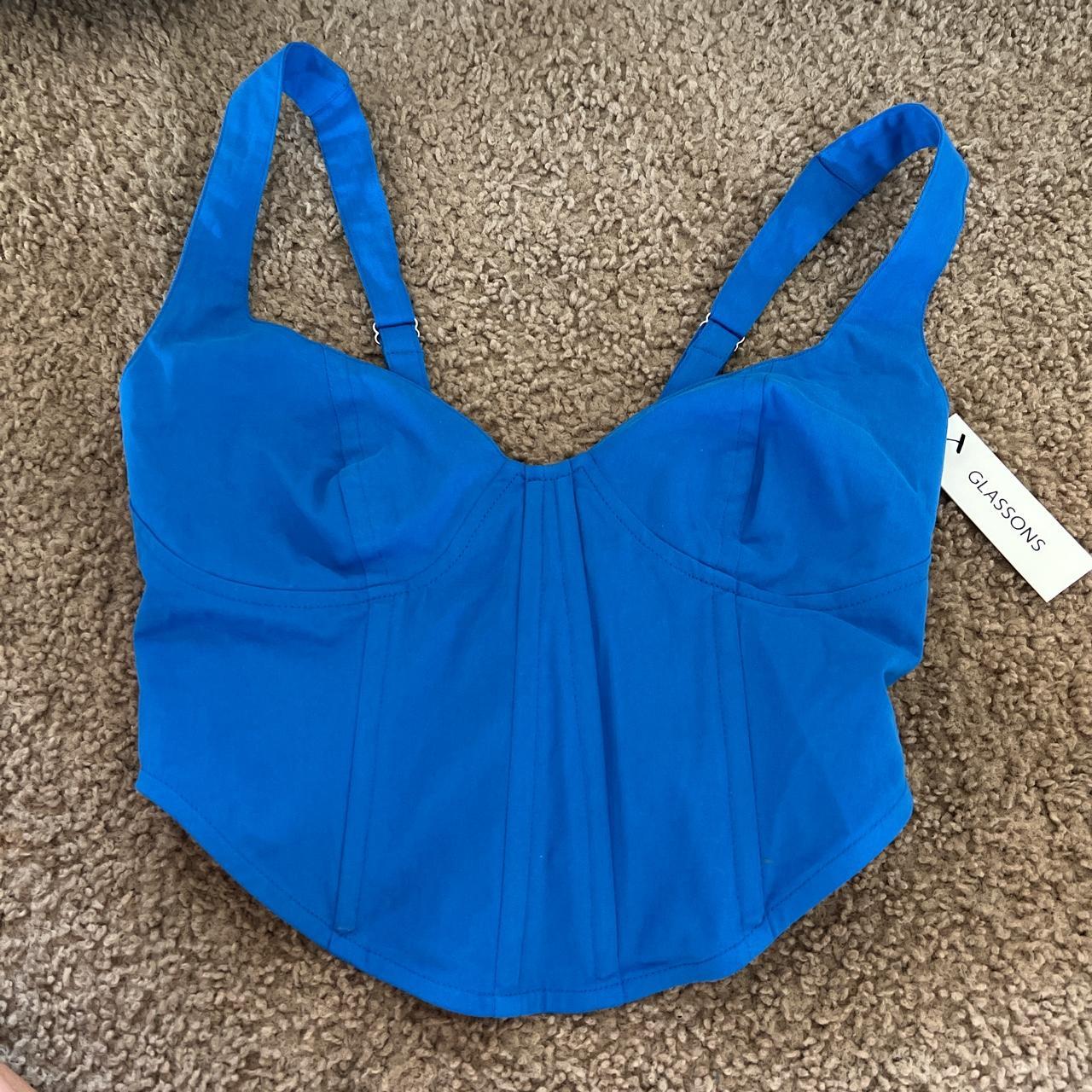 glassons tie up blue corset top size 8 with... Depop