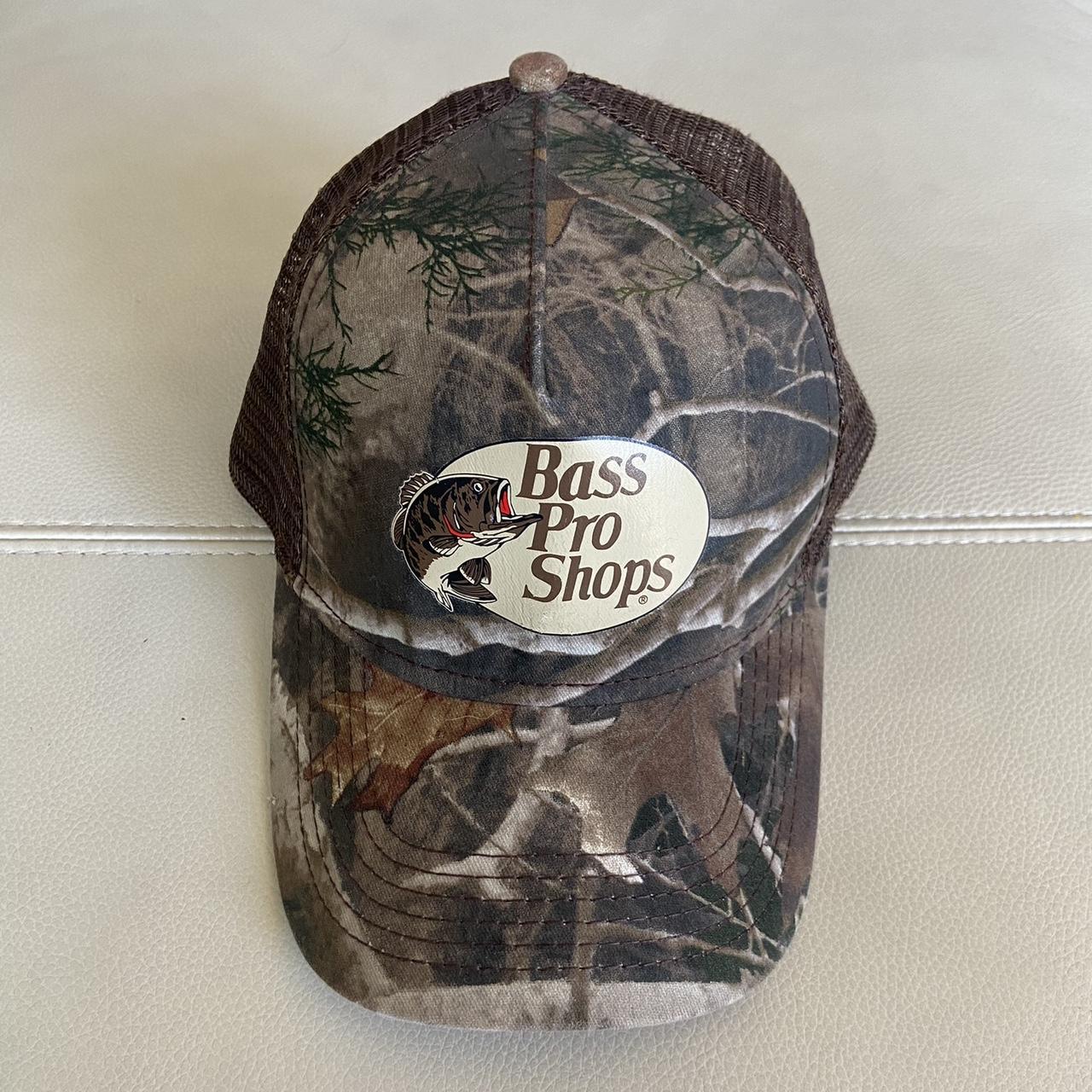 Bass Pro Shops Camo Trucker Hat - Brown - Depop