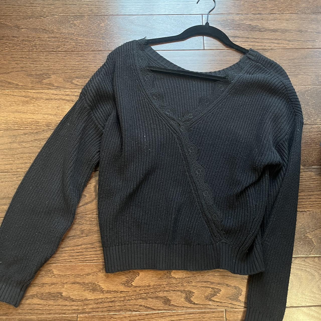 cute reversible hollister black sweater #hollister... - Depop