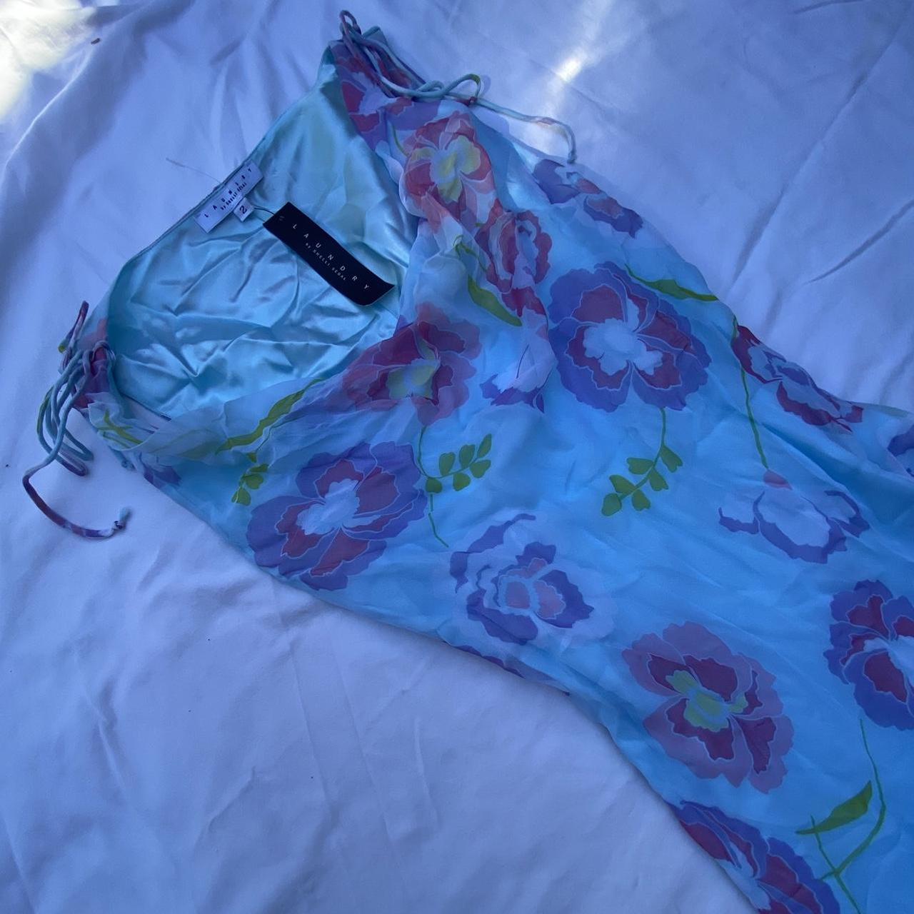 Laundry by Shelli Segal blue floral sun dress OG... Depop