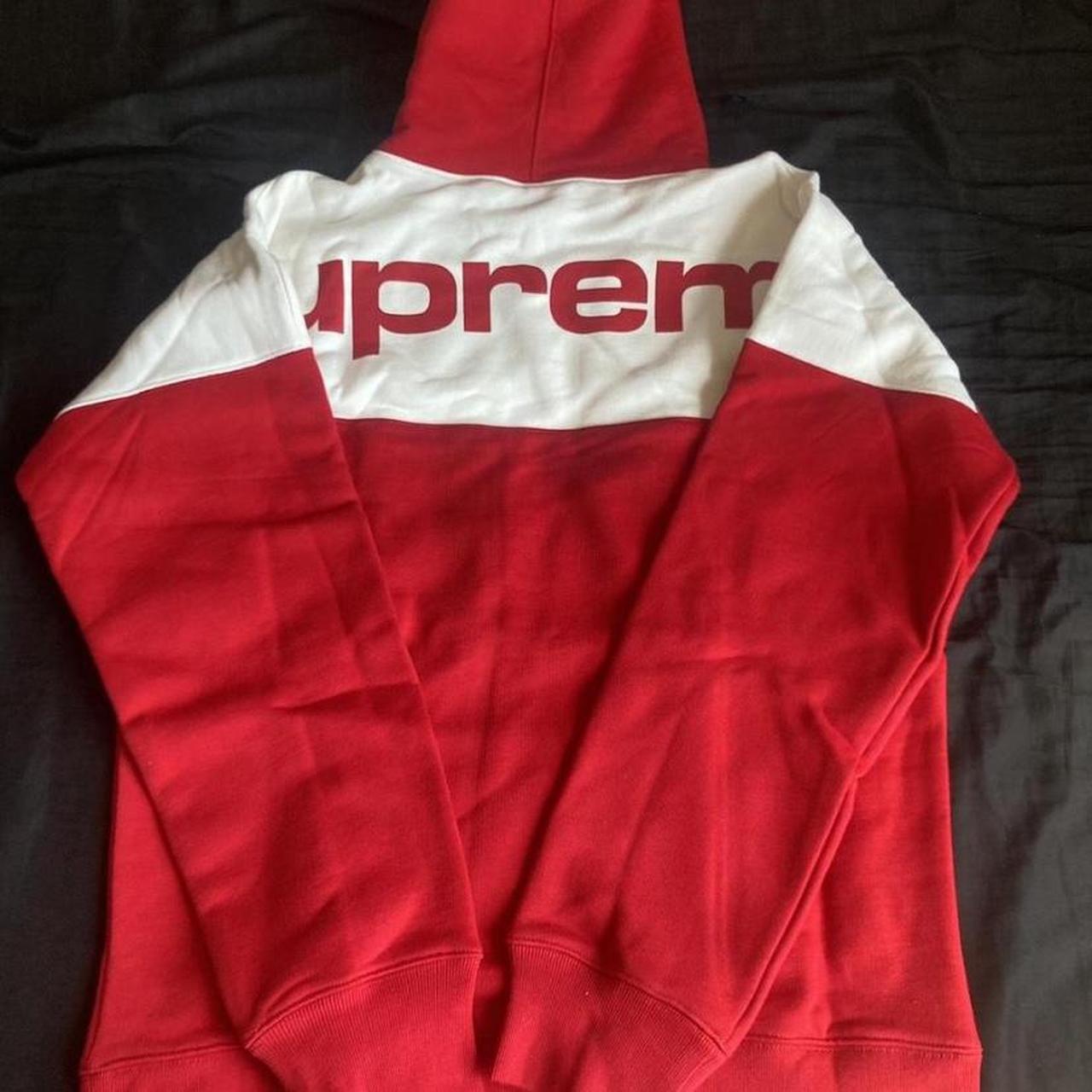 Supreme blocked hoodie discount red