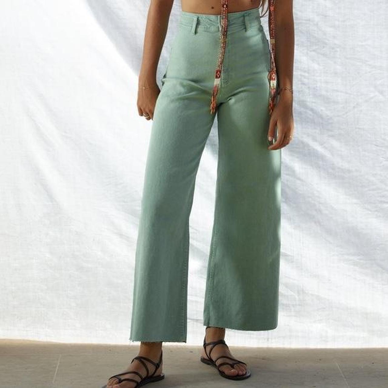 Zara Marine Straight Light Green Jeans Worn A Few Times Depop