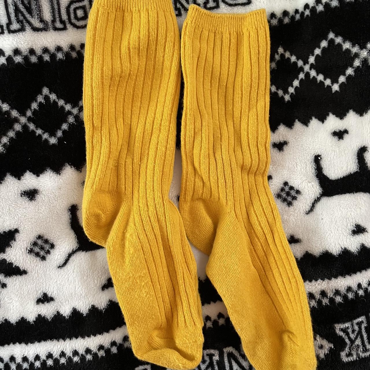 52. women’s solid yellow dress socks (2) Depop