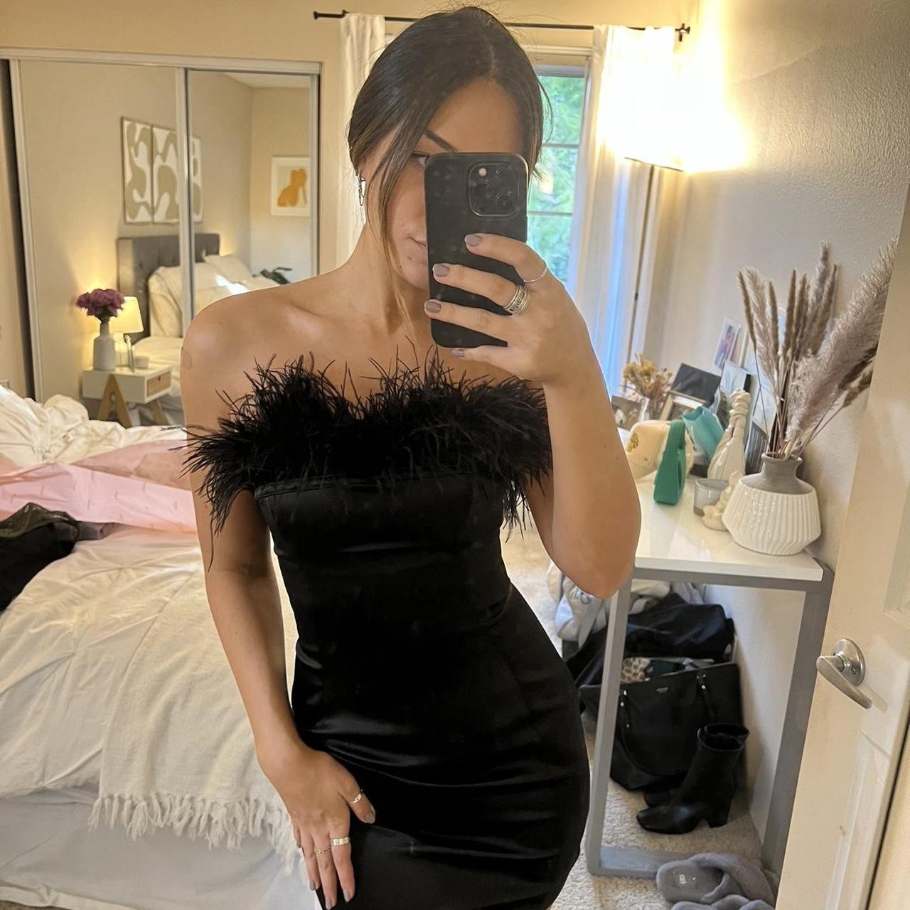 House of CB feather mini dress. Obsessed with this... Depop