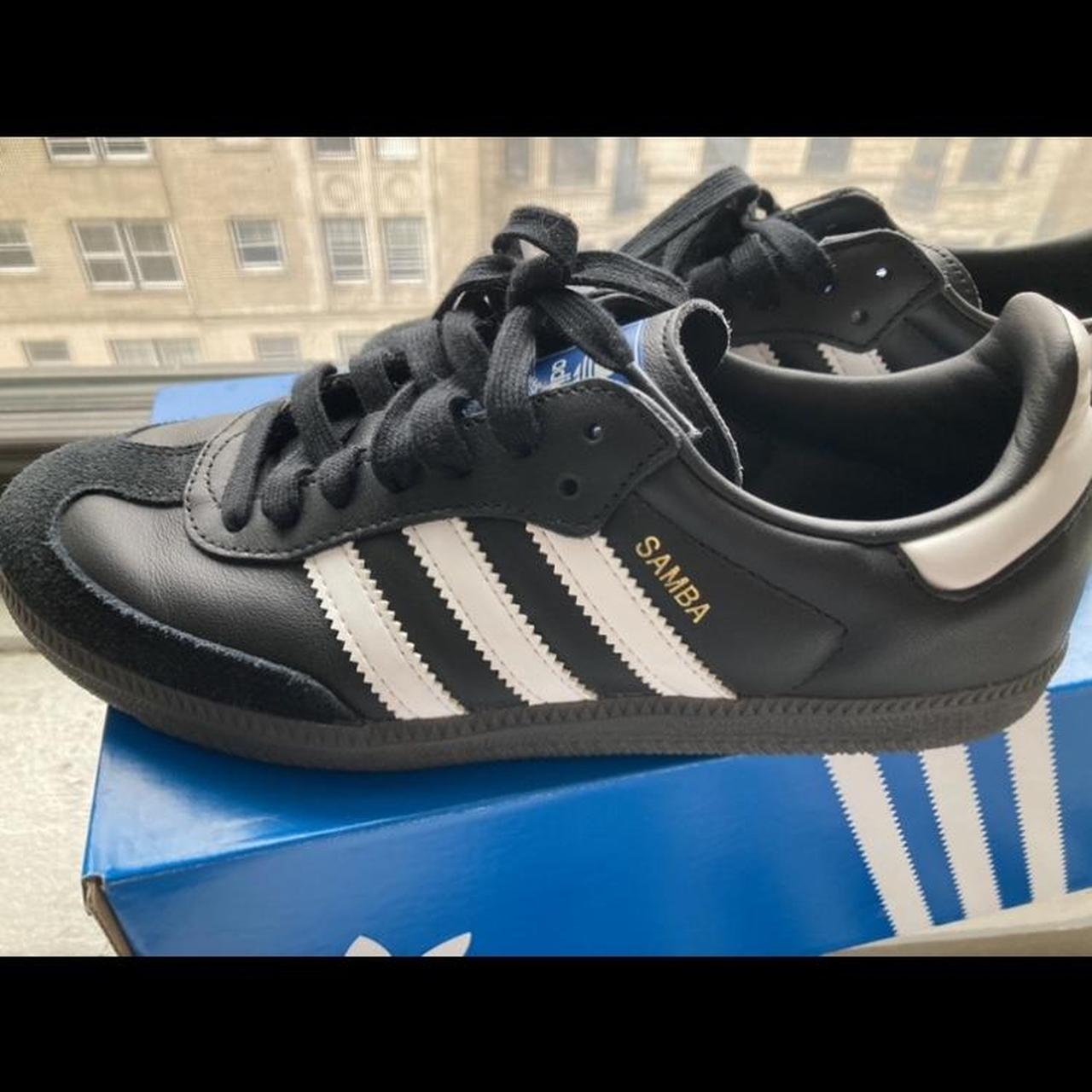 adidas sambas originals black size 6.5 womens, 5.5... - Depop