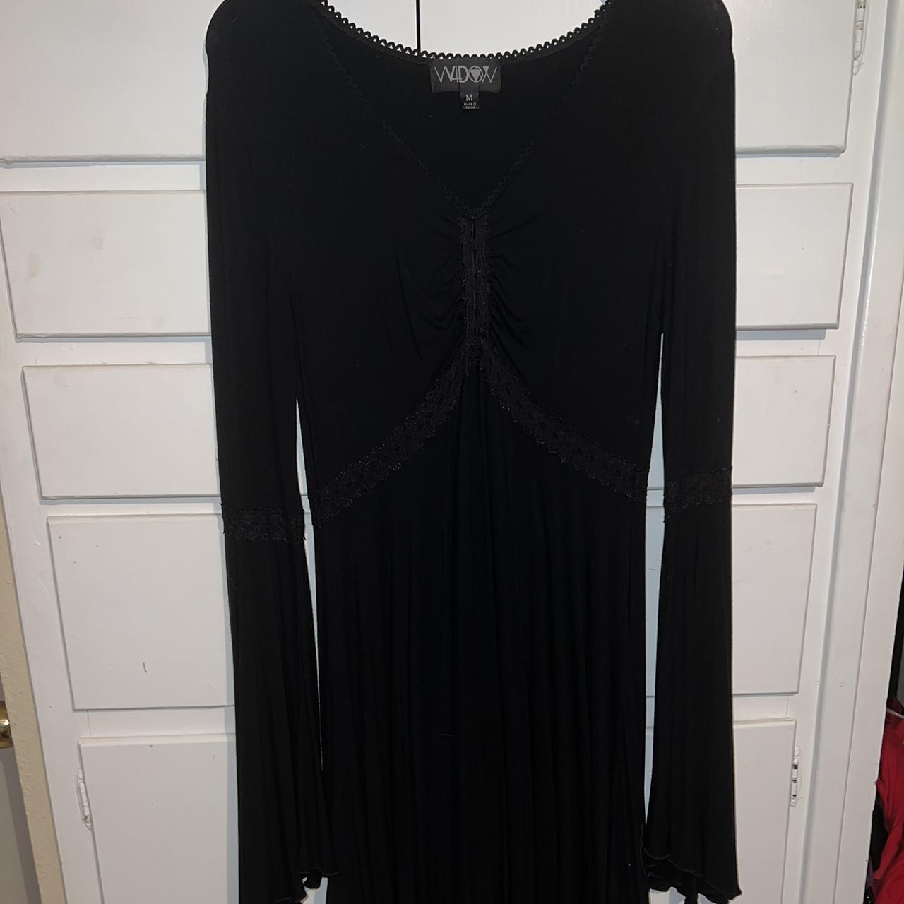 widow midi dress with flare sleeves - Depop