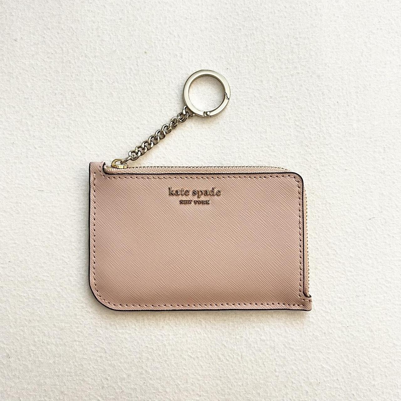 Kate Spade NY Cameron Pink Leather Zip Card Holder Keychain Medium Wallet  NWT