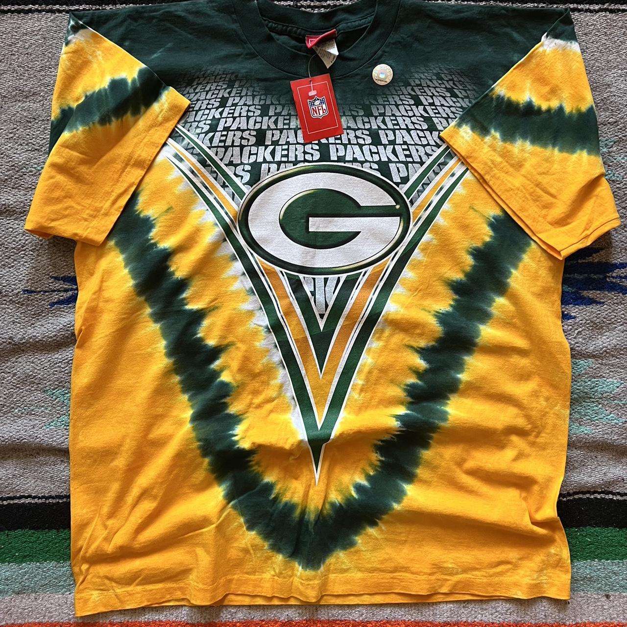 Green Bay Packers NFL Team Apparel Men's XL Tie Dye T-Shirt Yellow Green  White