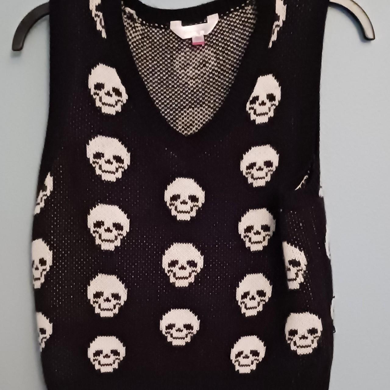 no boundaries skull pattern sweater vest #skulls... - Depop