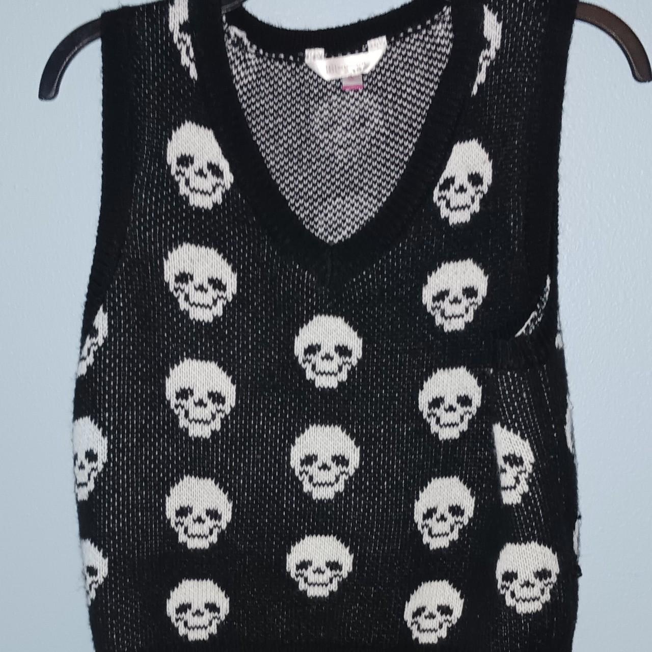 no boundaries skull pattern sweater vest #skulls... - Depop