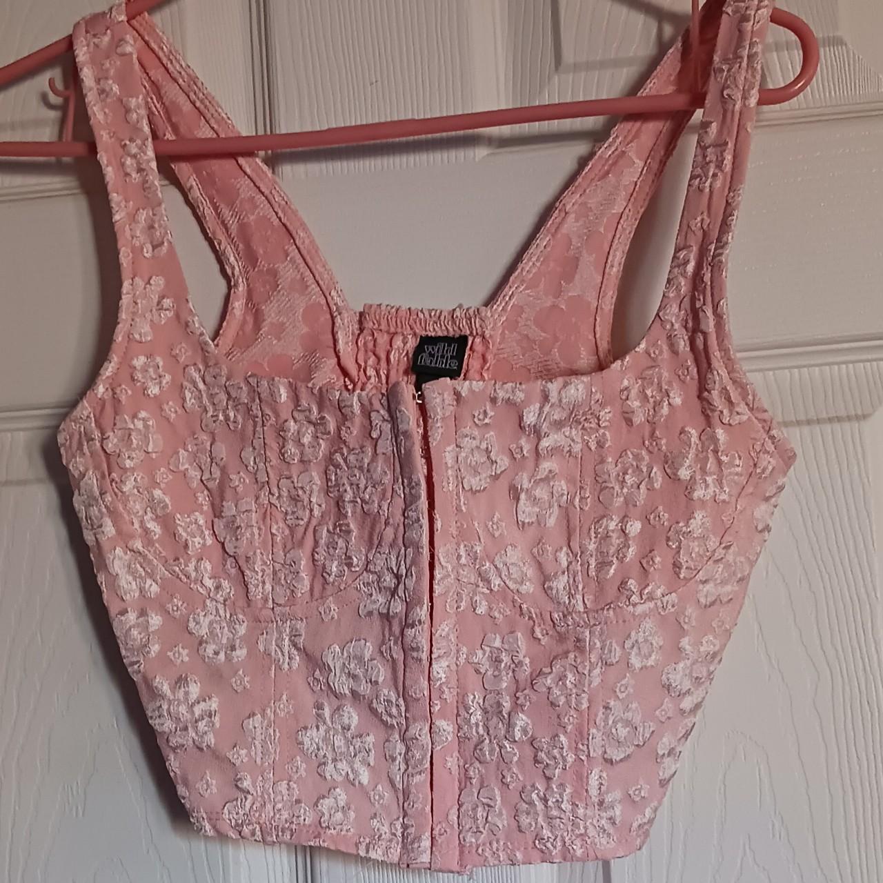 wild fable pink floral corset top ☆ READ: fits a... - Depop