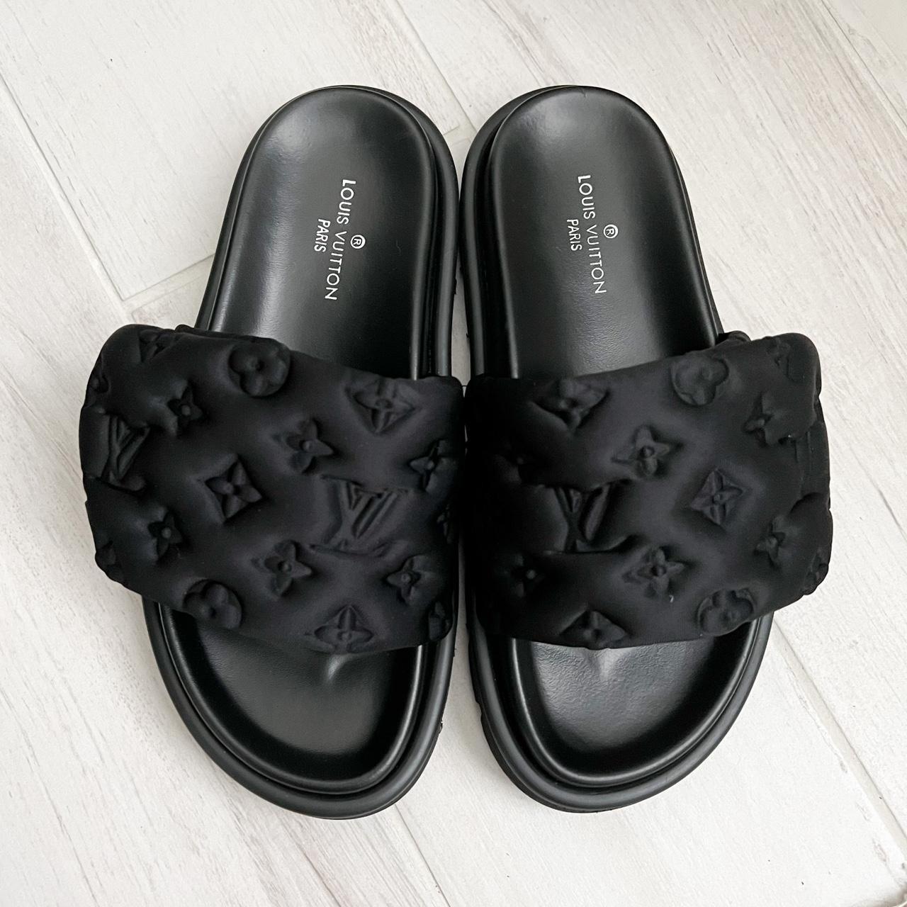 Louis Vuitton Pool Slides Message before you... - Depop