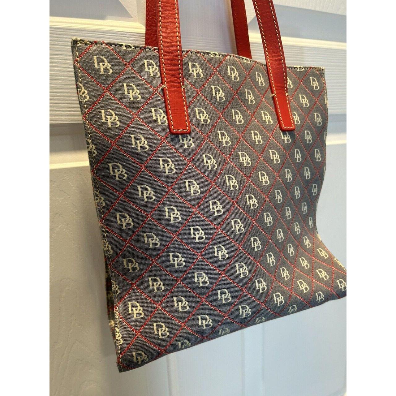 Dooney & Bourke DB Logo store Gray and Red Handbag Purse Tote