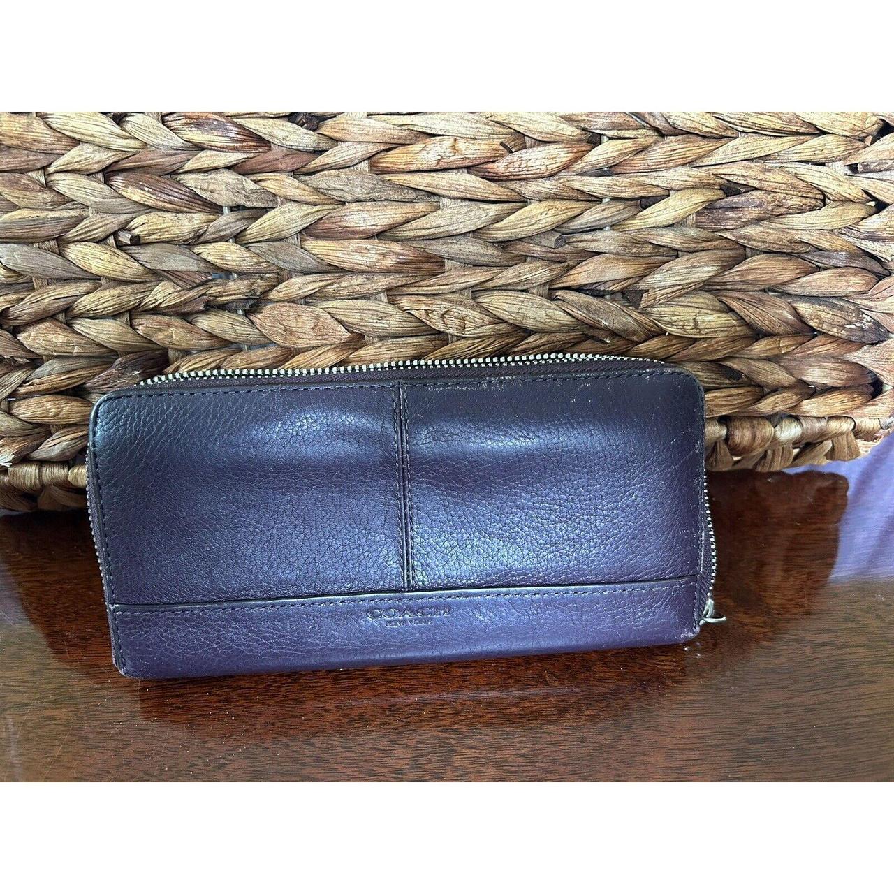 Coach Wallet Cards Zip Around Large Purple This is Depop