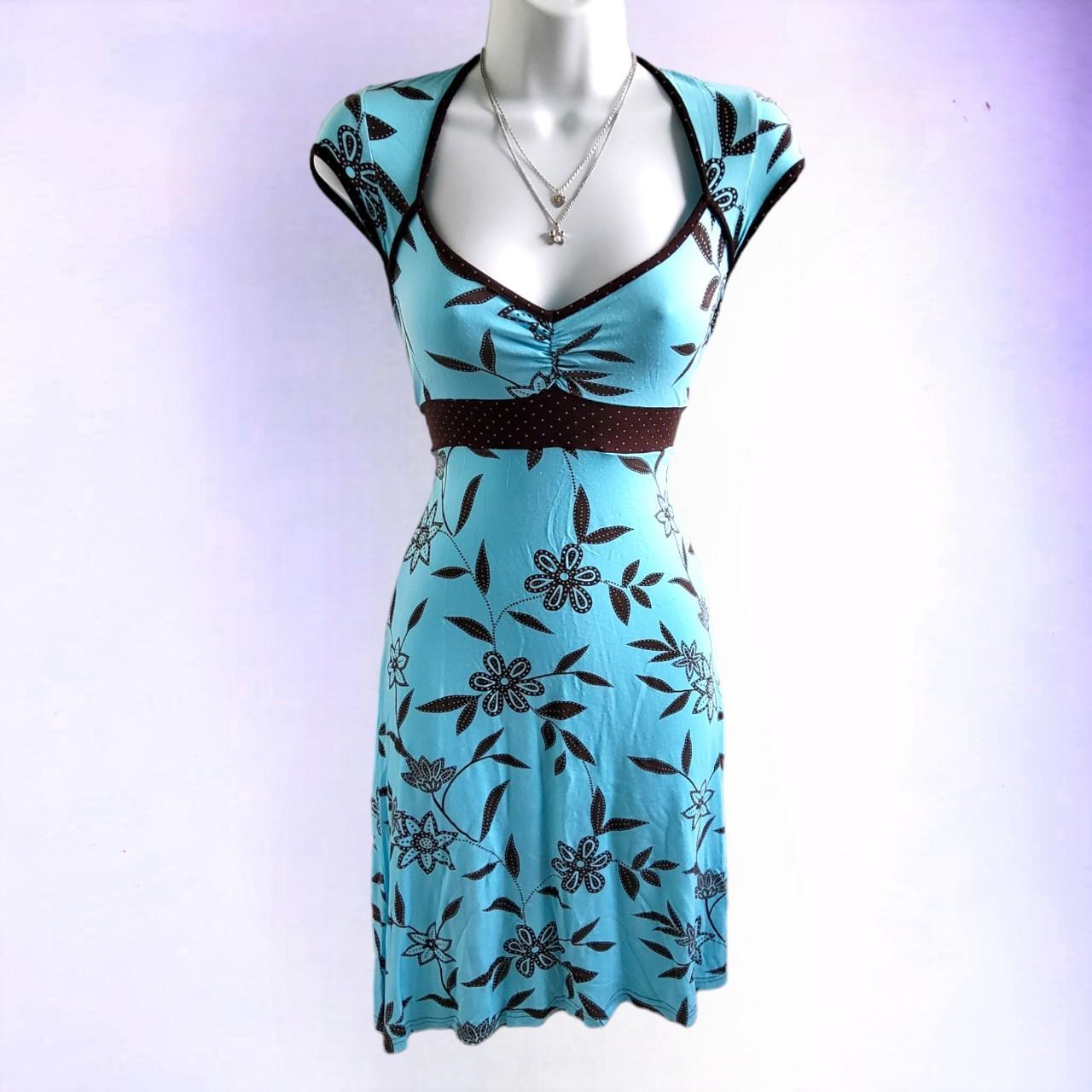 Light blue and brown floral Jane Norman... Depop