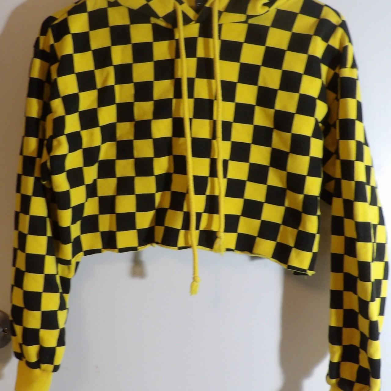 Yellow and hot sale black checkered hoodie