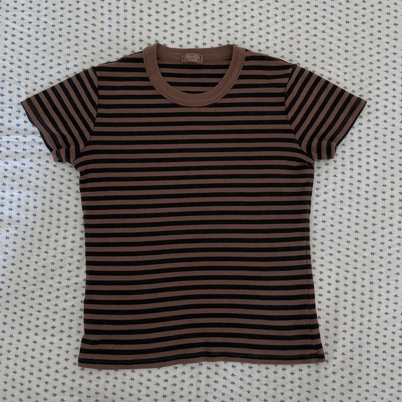 brandy melville brown + black striped baby tee🌷 one... Depop