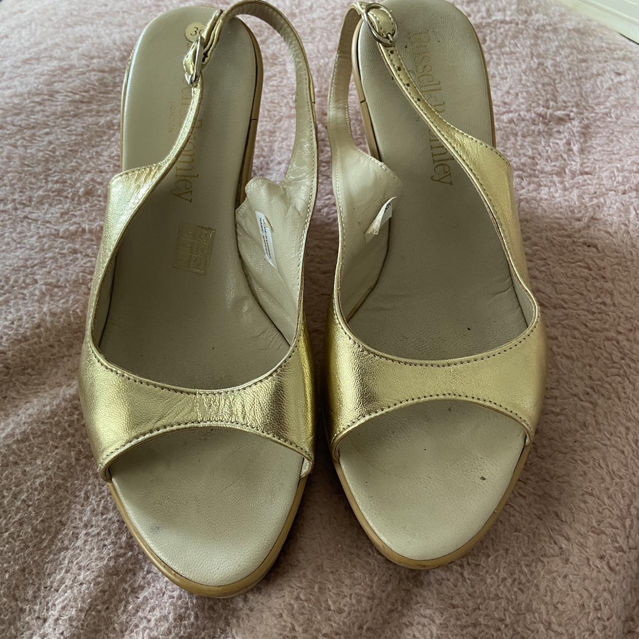 Russell and Bromley gold wedges size 39 Depop