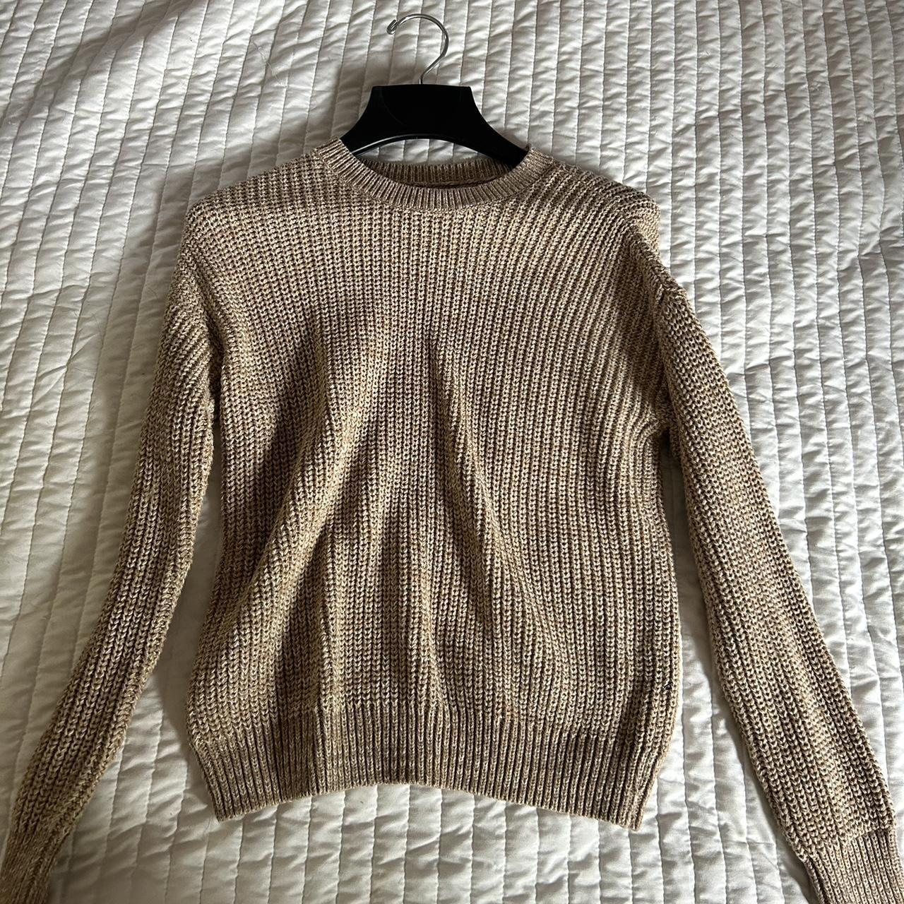 Sonoma tan knit crew neck, size PETITE small never... - Depop