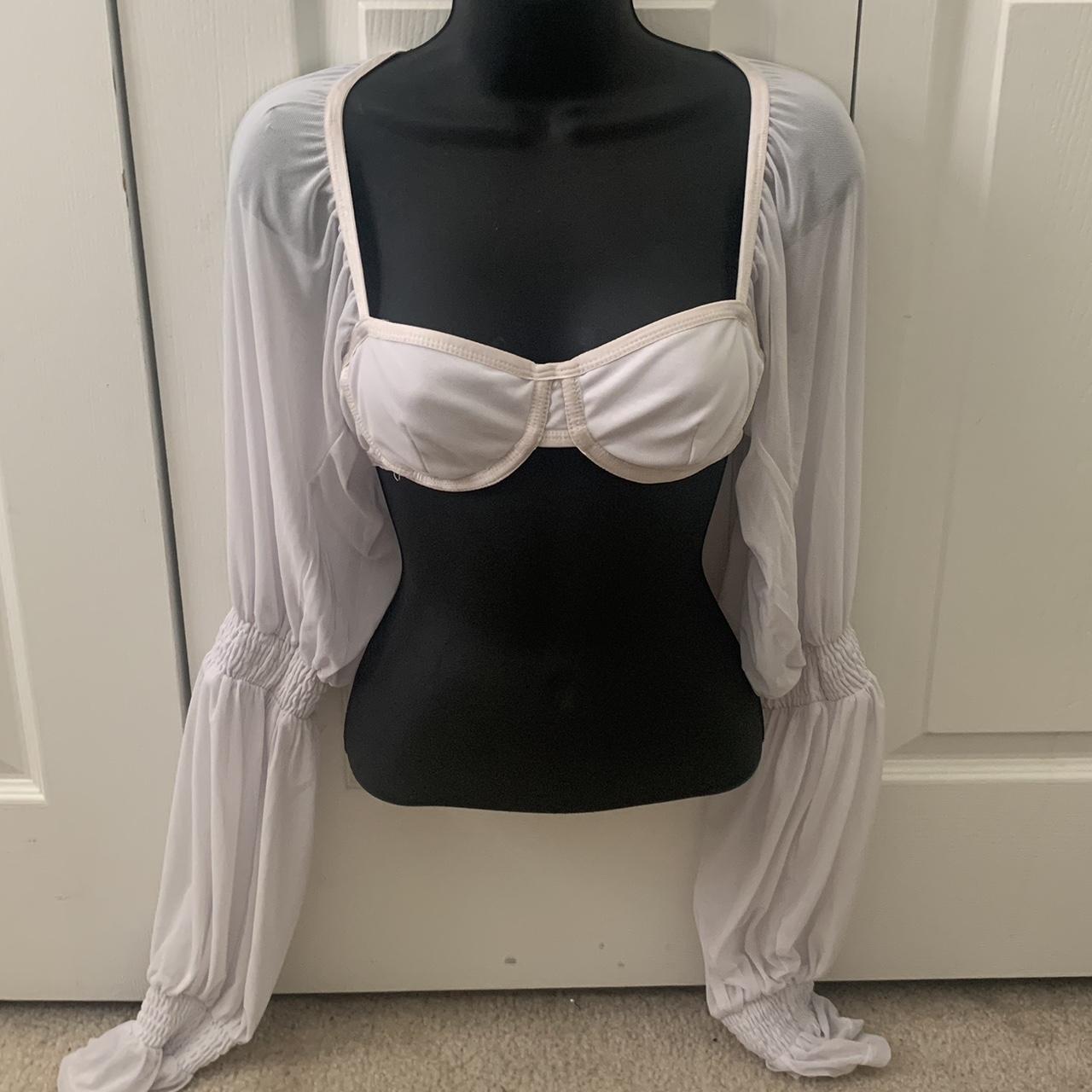 White Bra Top with Flowy Sleeves White Princess... - Depop