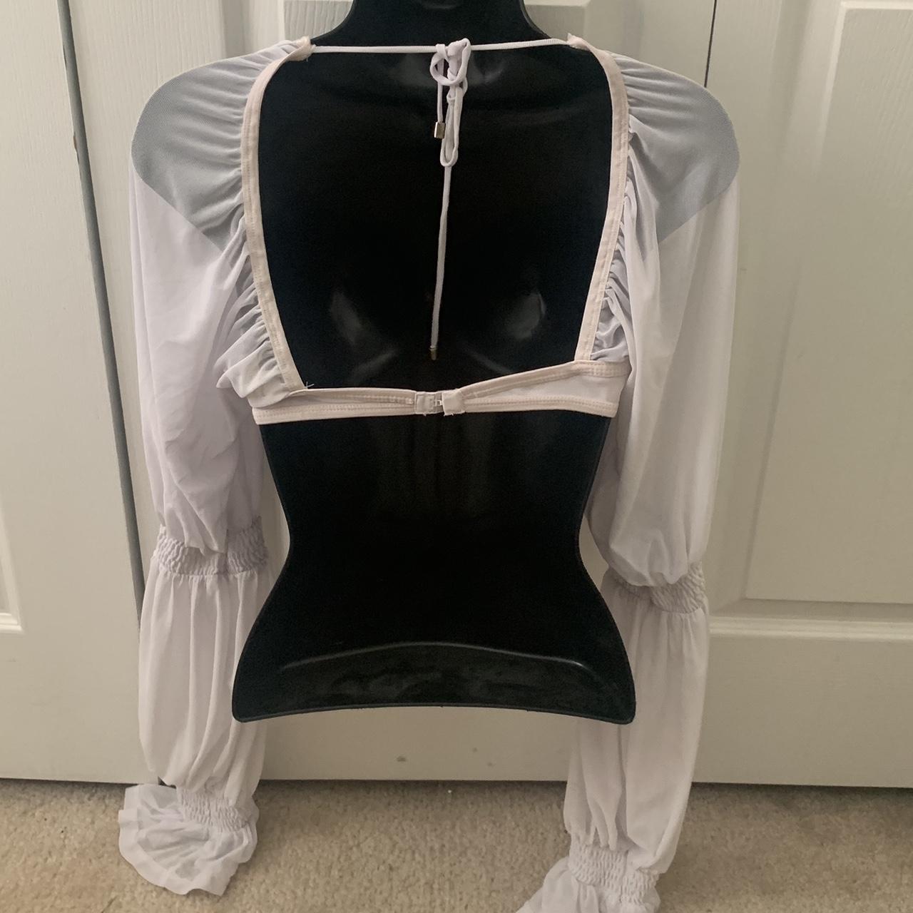 White Bra Top with Flowy Sleeves White Princess... - Depop