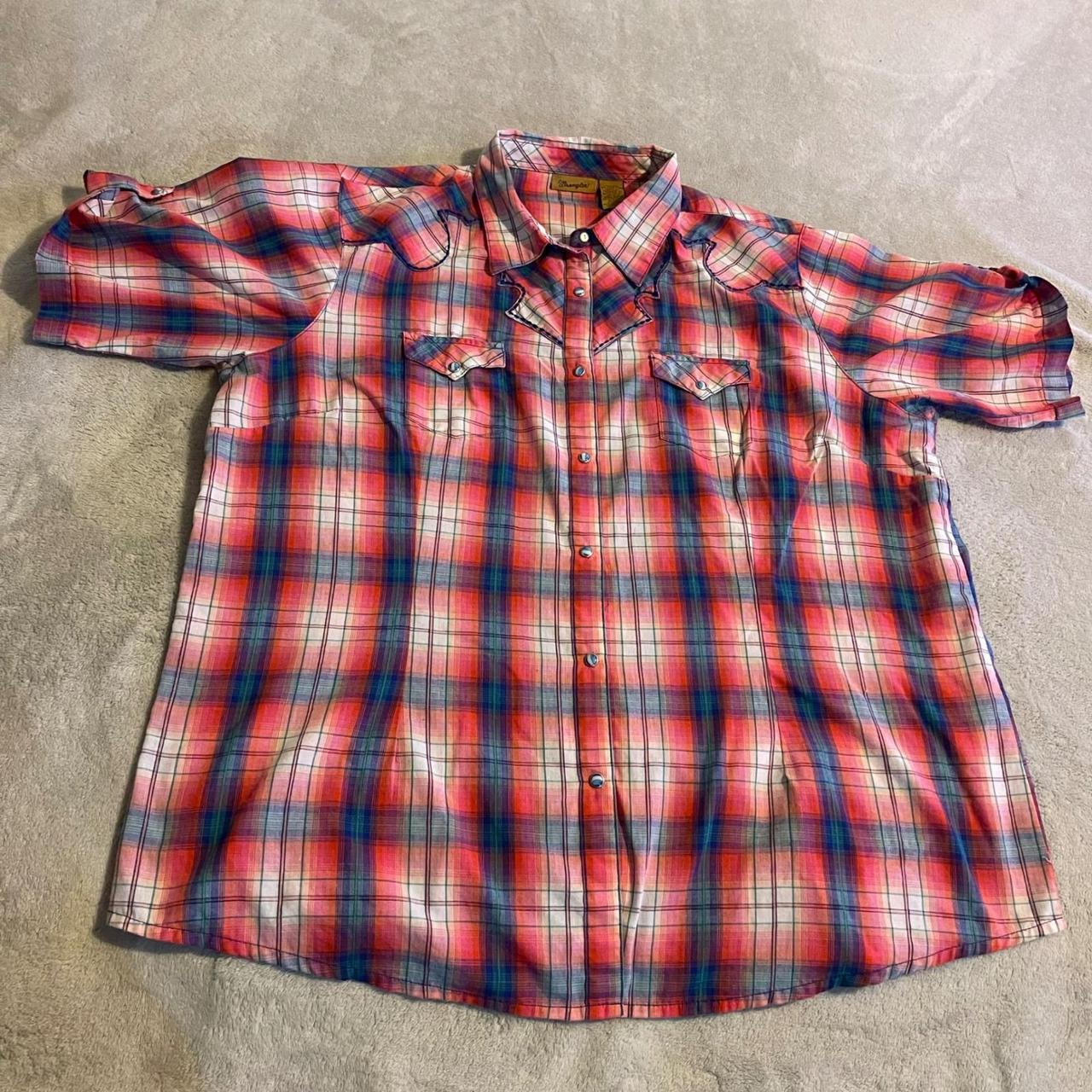 Wrangler Men's Shirt - Red/Blue - XXL – Vintage W… - image 1