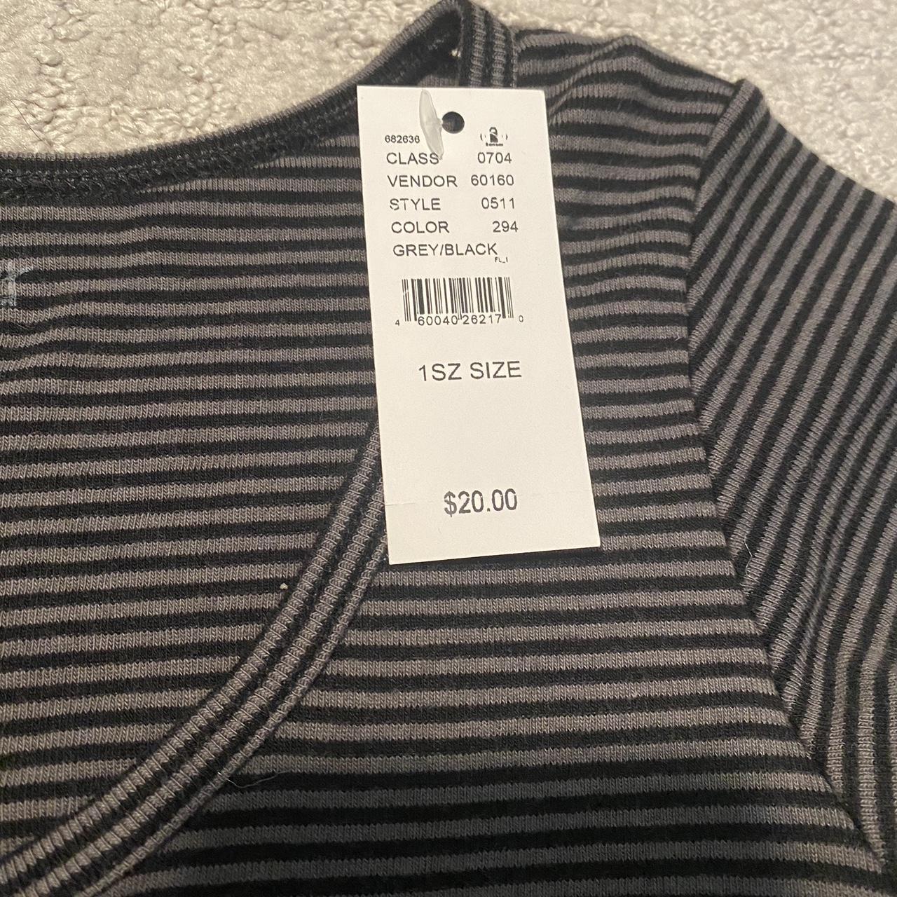 John Galt Grey & Black Striped Zelly Henley Top from... - Depop