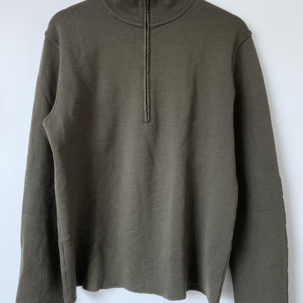 Prada quarter zip knit sweater dark olive green size Depop