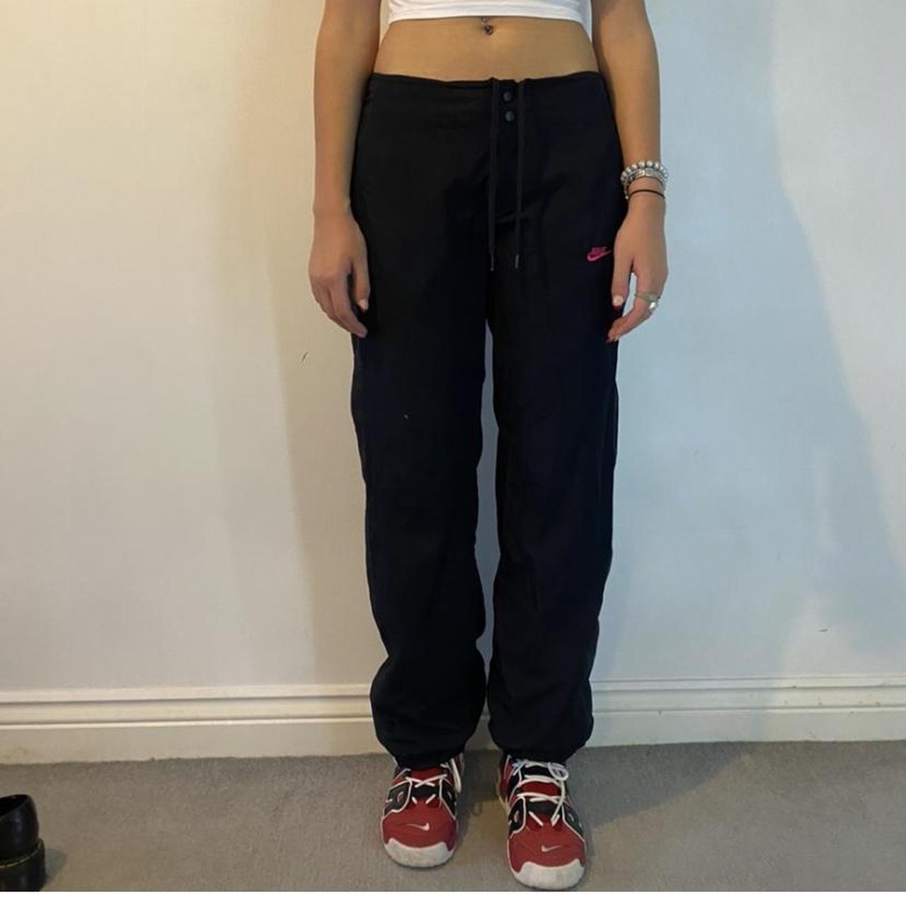 Nike Black Baggy Tracksuit Bottoms Size: Model is a... - Depop