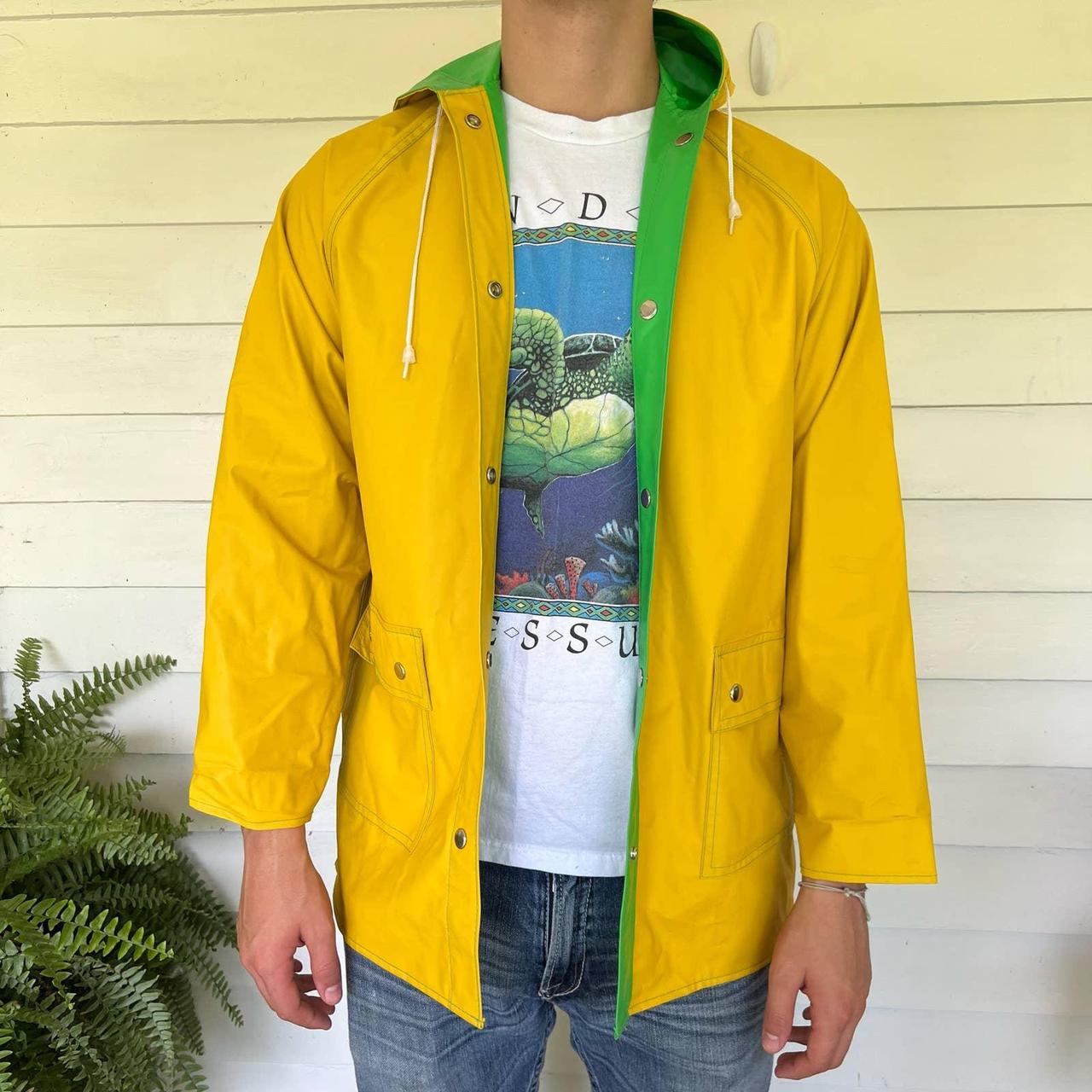 Vintage Reversible Rain Coat. Bright retro colors... - Depop