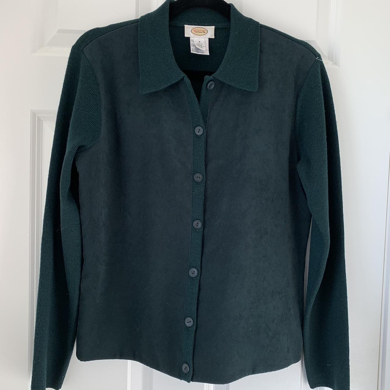 Talbots Womens Shirt Medium Long Sleeve Dark Green - Depop