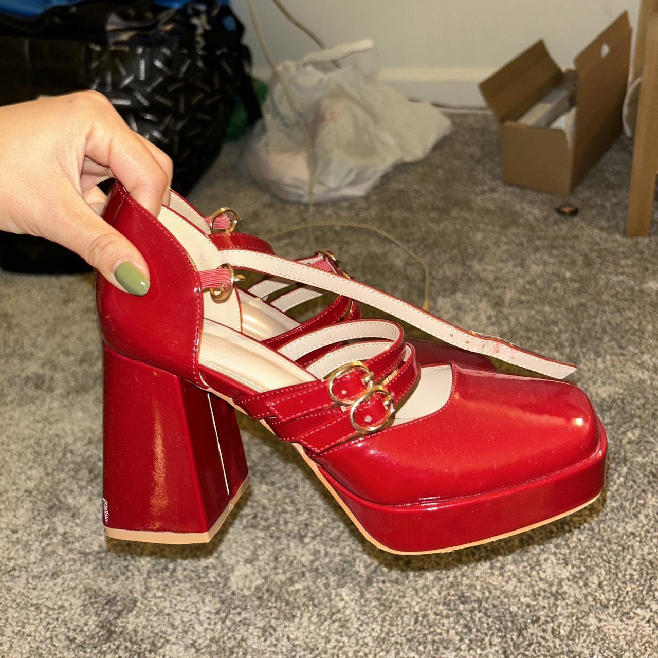 Vintage red strap heel size women’s 6 Fits me... Depop