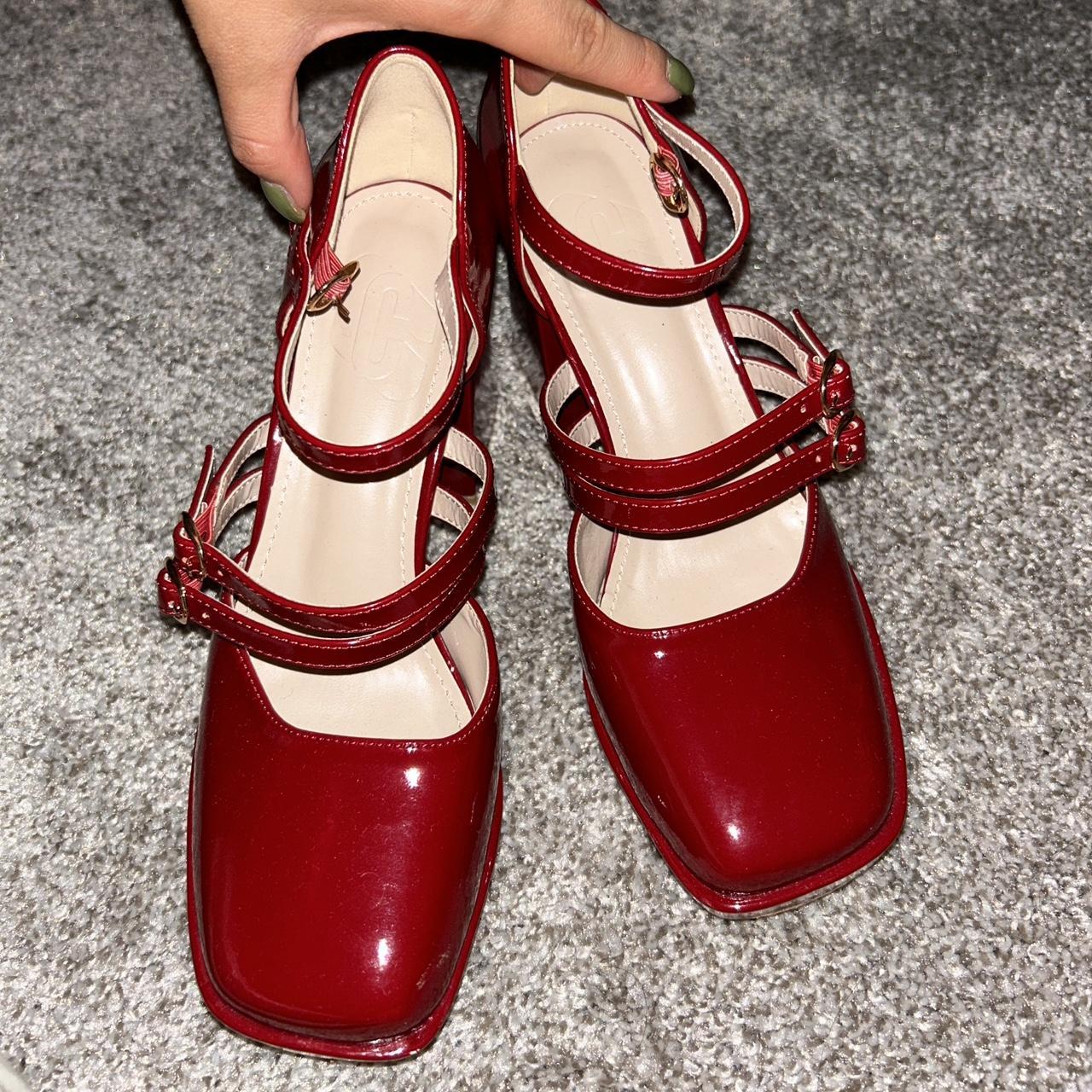 Vintage red strap heel size women’s 6 Fits me... Depop