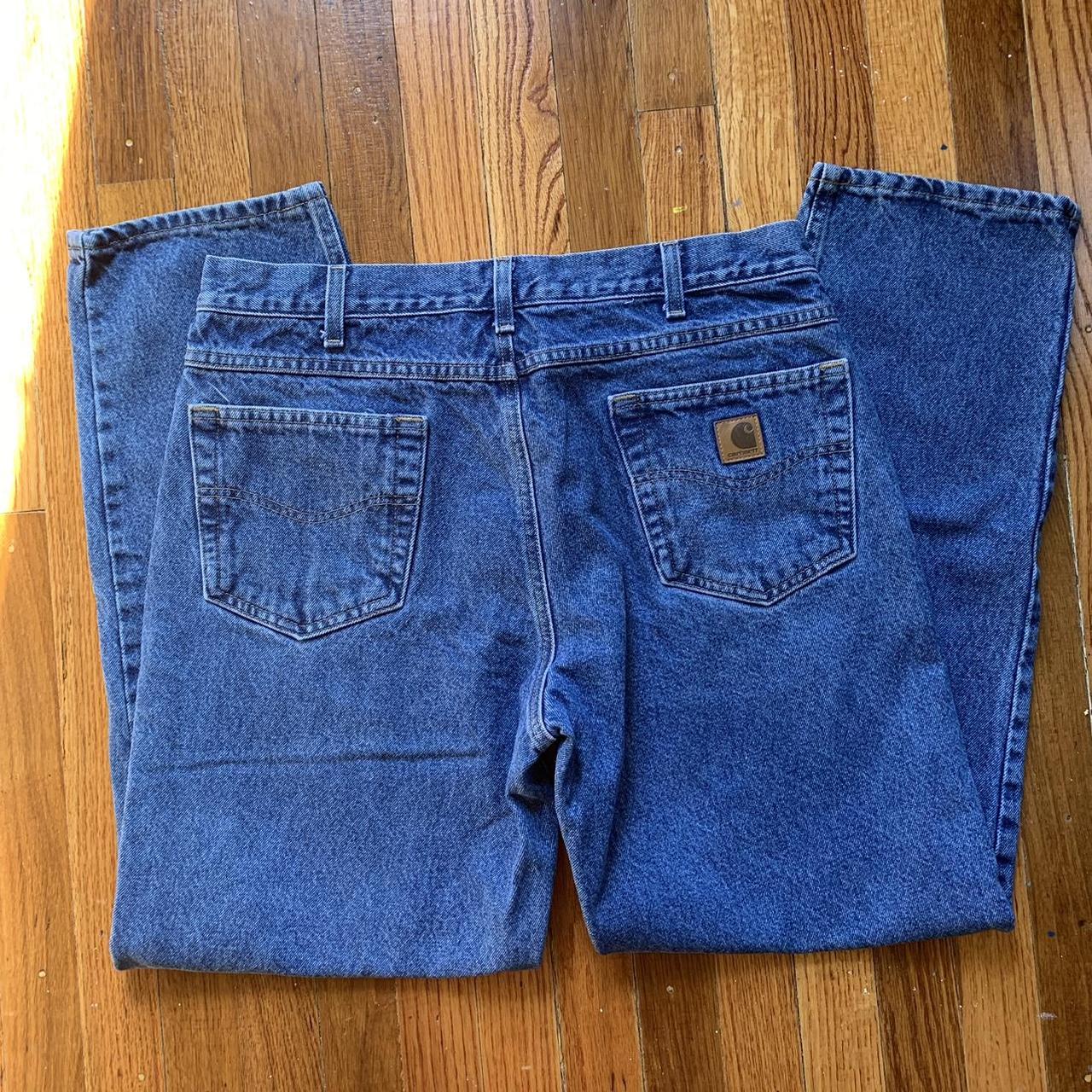 Blue baggy Carhartt skater jeans - measurements as... - Depop