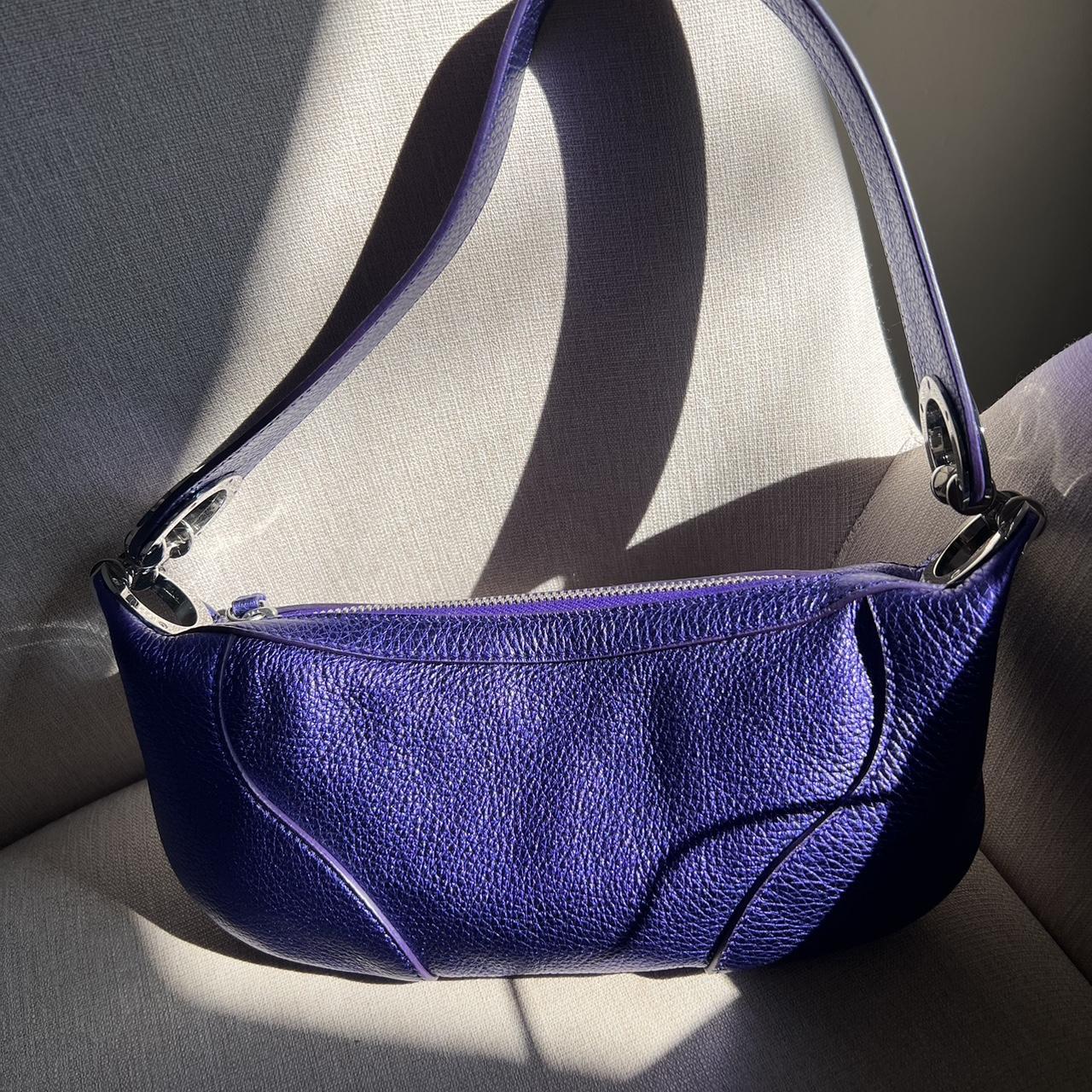 By Far Mini Amira Ultraviolet Metallic Shoulder Bag