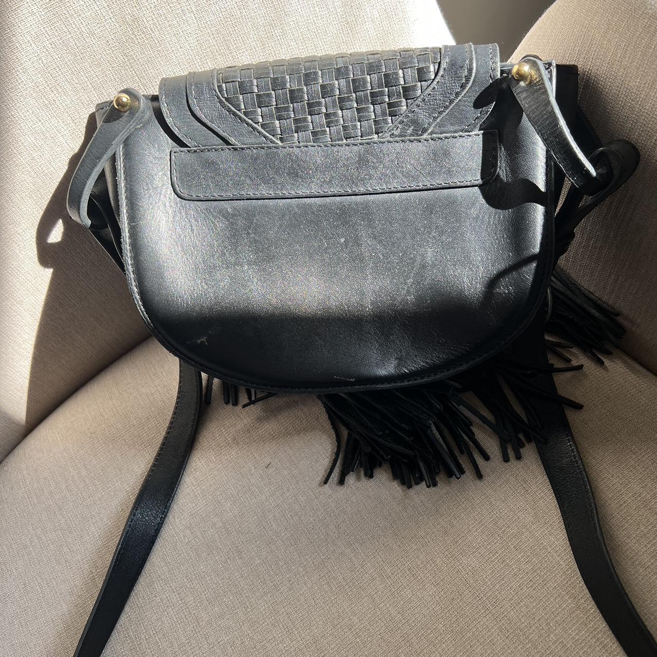 BCBG Max Azria black leather crossbody. Adjustable Depop