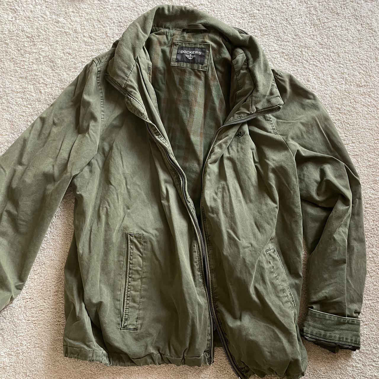 VINTAGE DOCKERS MILITARY JACKET HIDEABLE HOOD - Depop