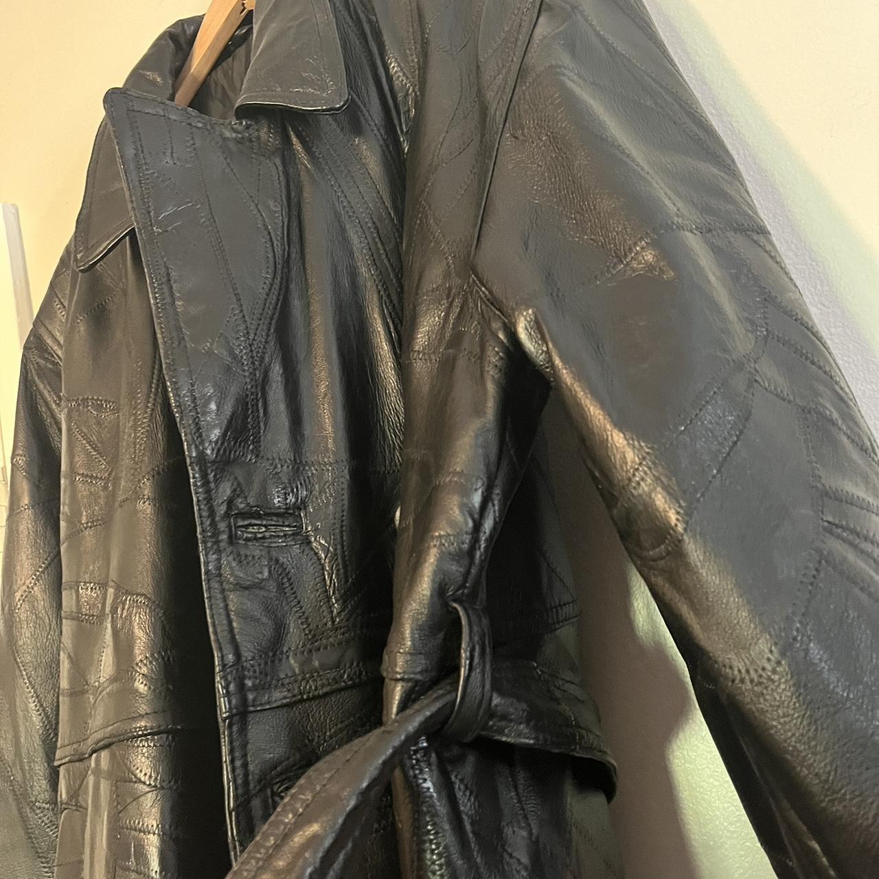 Big ahhh patchwork leather trench coat The... Depop