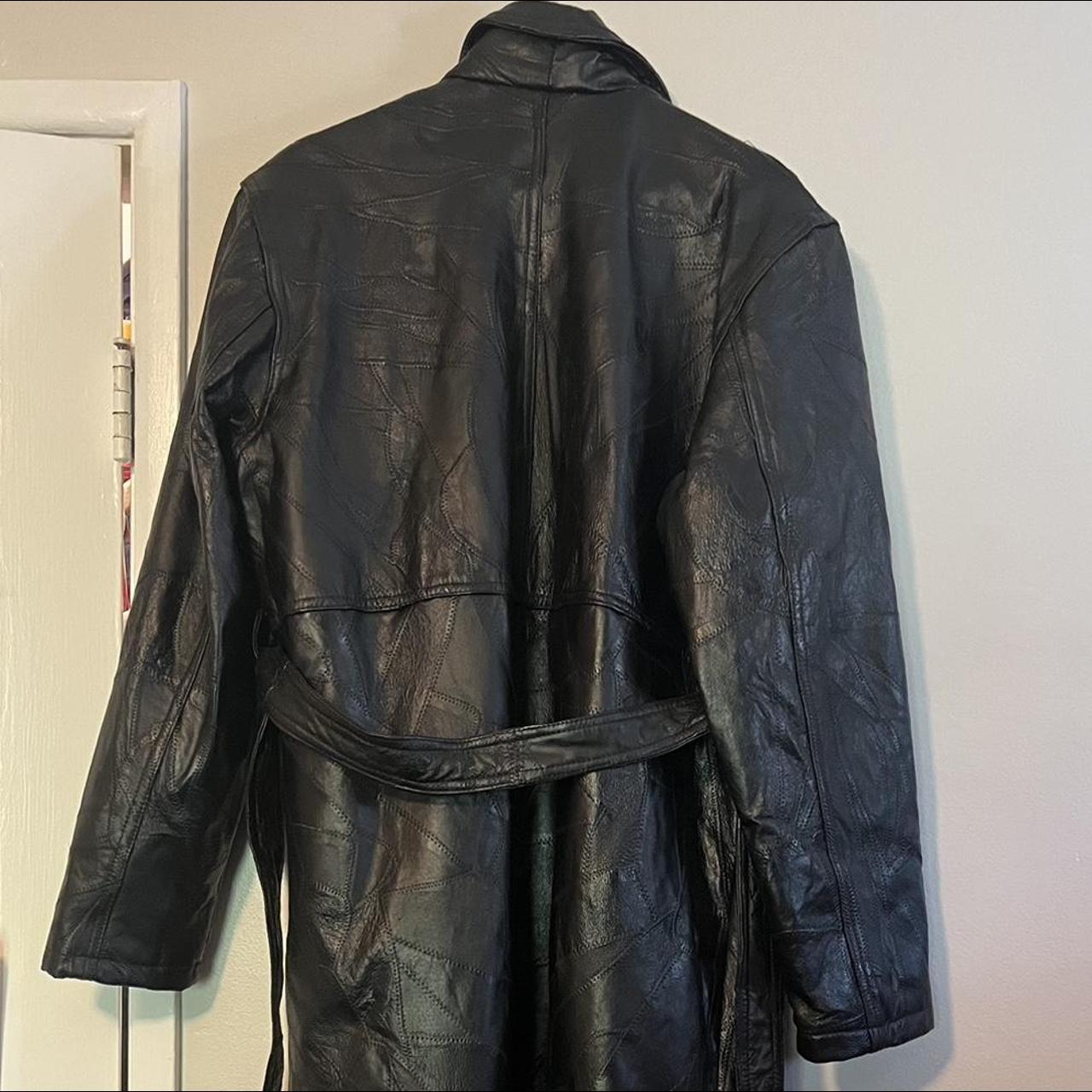 Big ahhh patchwork leather trench coat The... Depop
