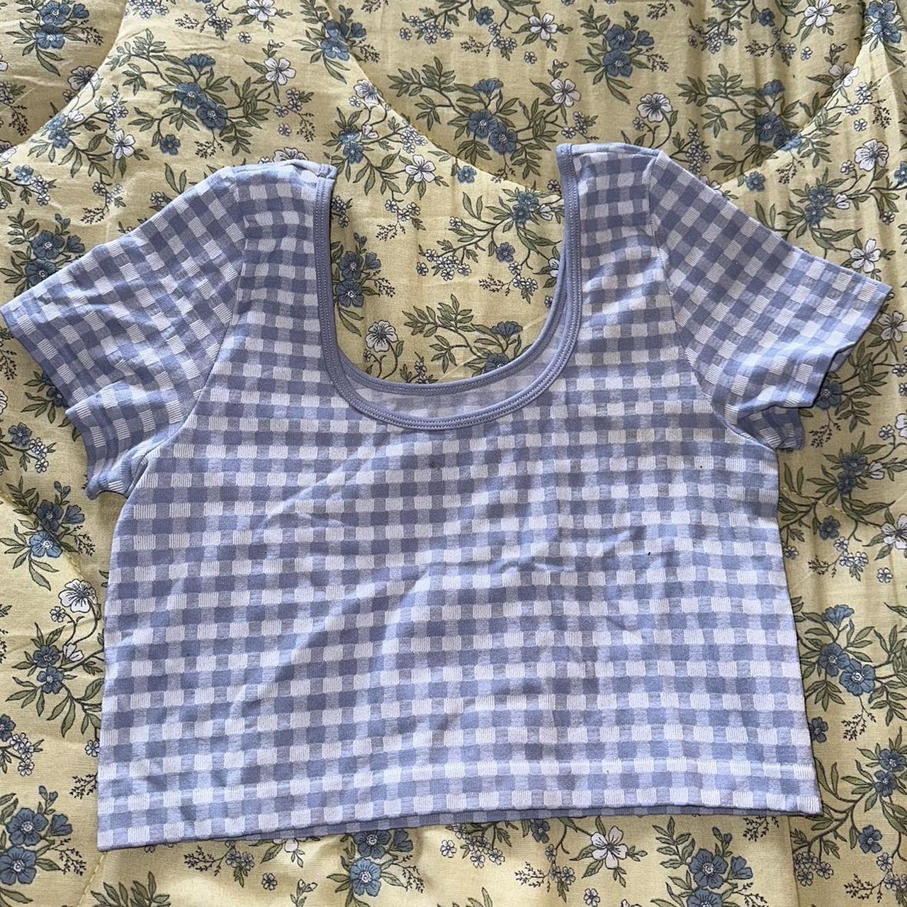 Aeropostale Women's Crop top Blue/White M – Plaid Blue