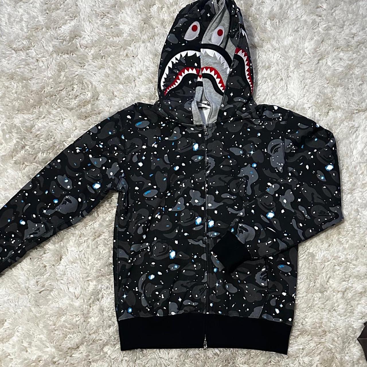 GLOW IN THE DARK Black galaxy bape hoodie men s