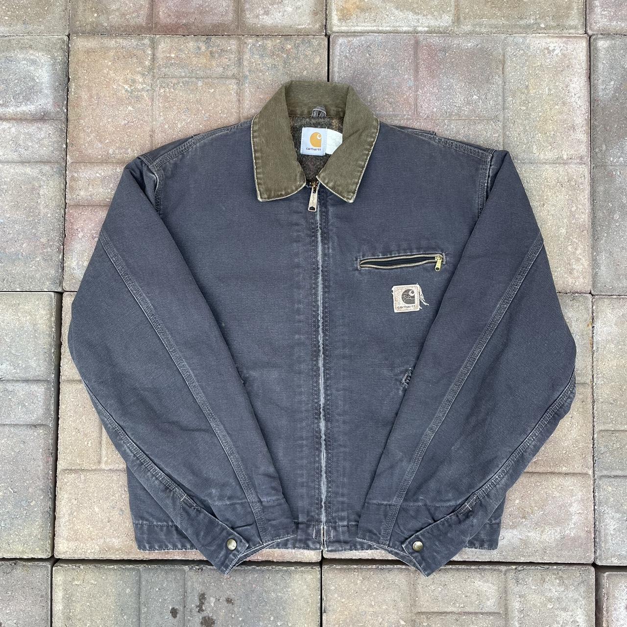 RARE Vintage Carharrt Faded Graphite Blue Detroit... - Depop