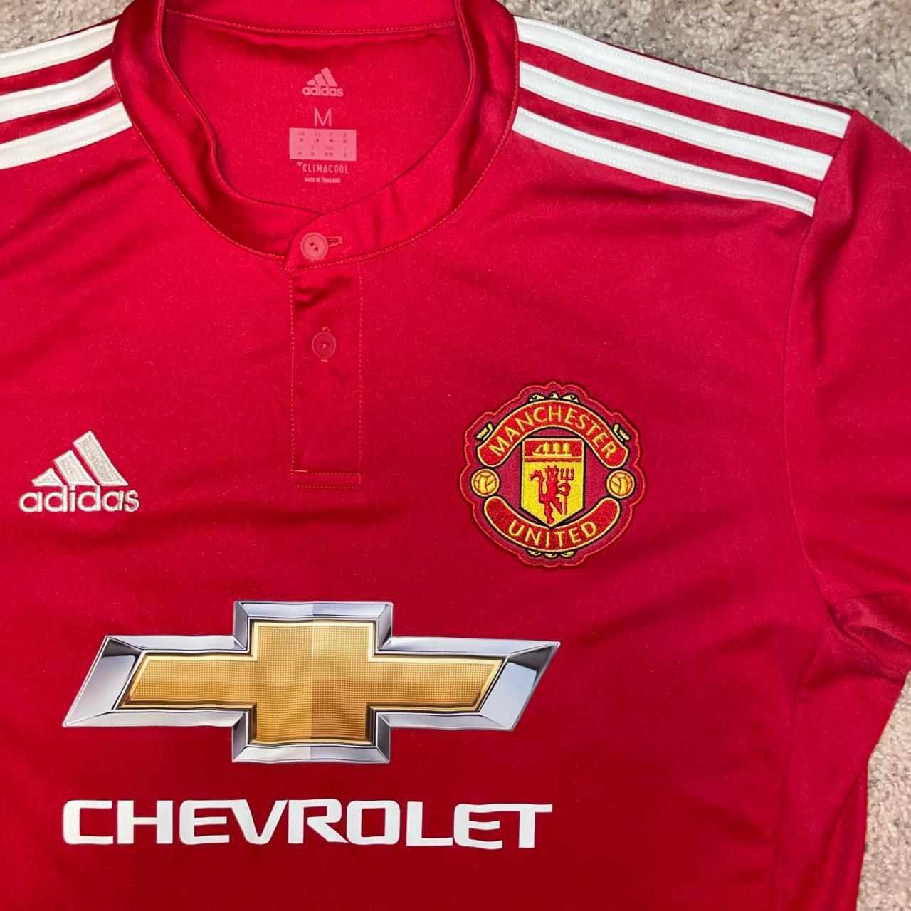 Adidas Manchester United Chevrolet Red Soccer Jersey... - Depop