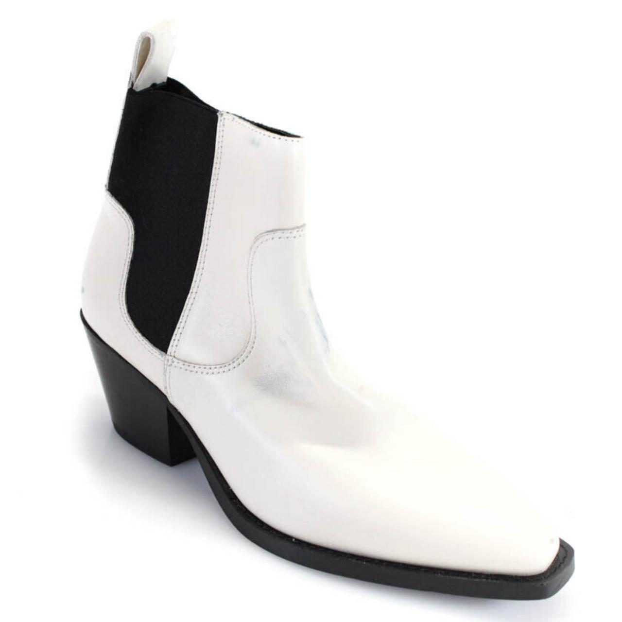 Everlane Womens Leather Western Ankle Boot White... - Depop
