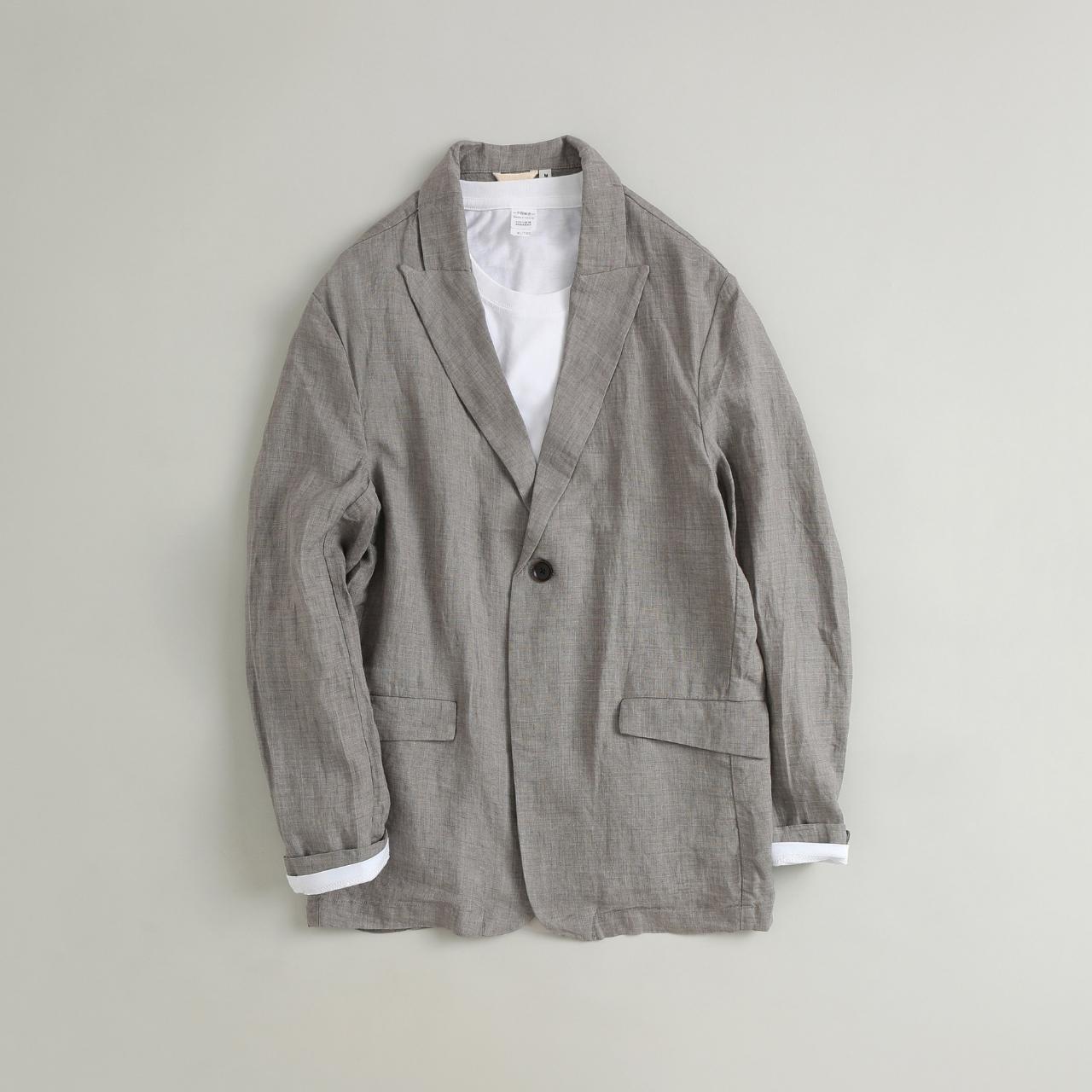 100% linen jacket, Men's linen jacket suit，autumn... - Depop