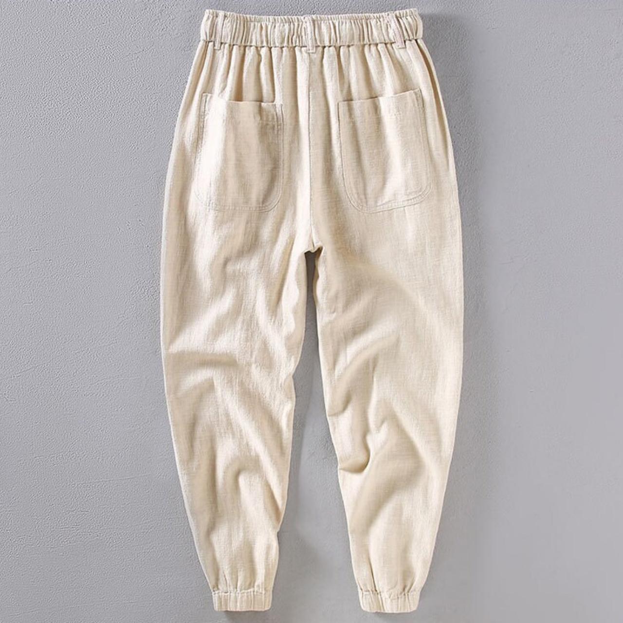 Men's tapered linen pants,men's linen harem pants,... Depop