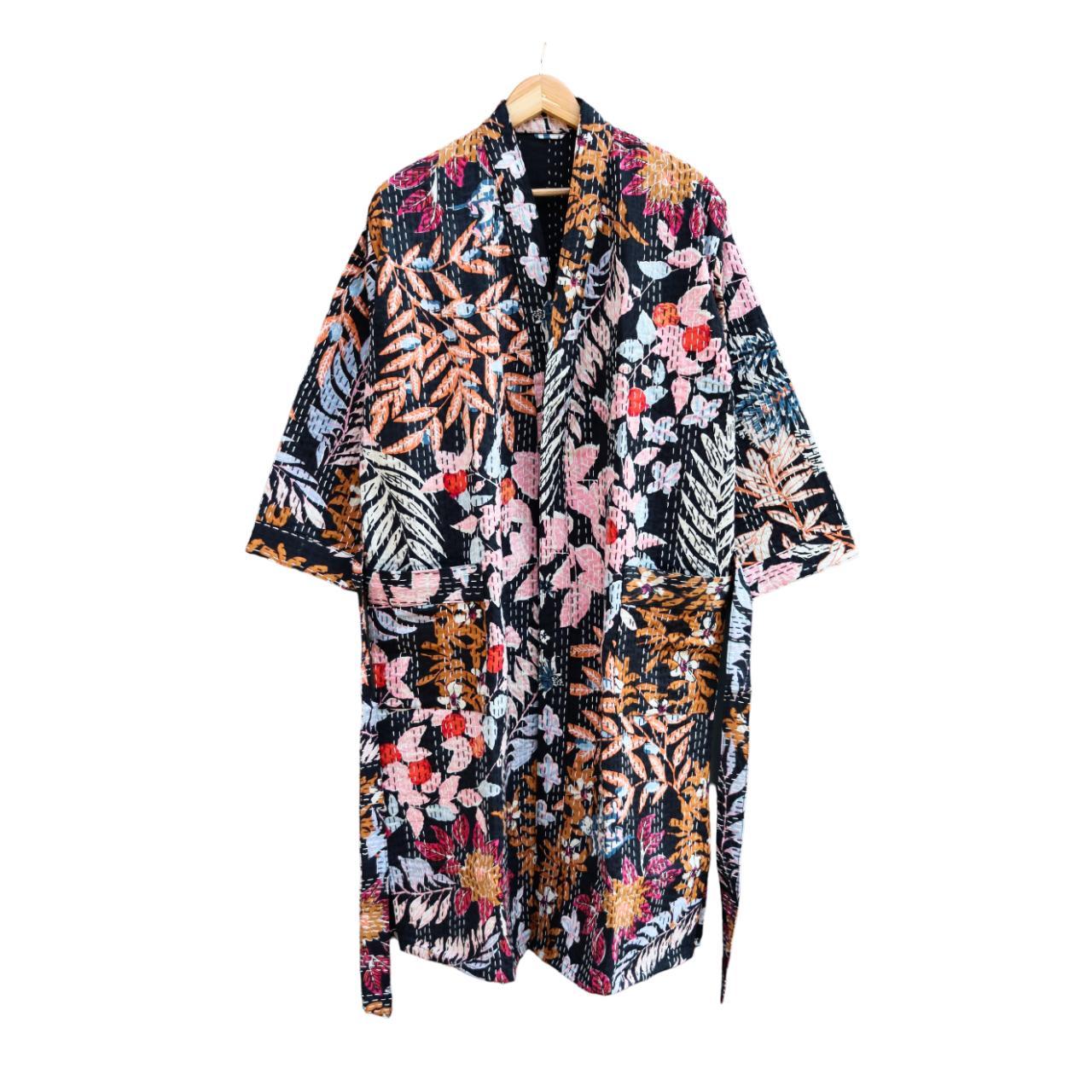 Handmade Kantha Kimono Jacket - Embrace Winter in... - Depop