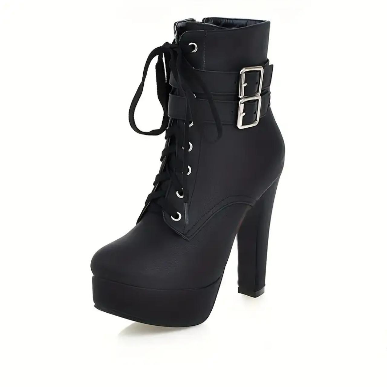 Women's Platform Heeled Boots, Fashion Solid Color... - Depop
